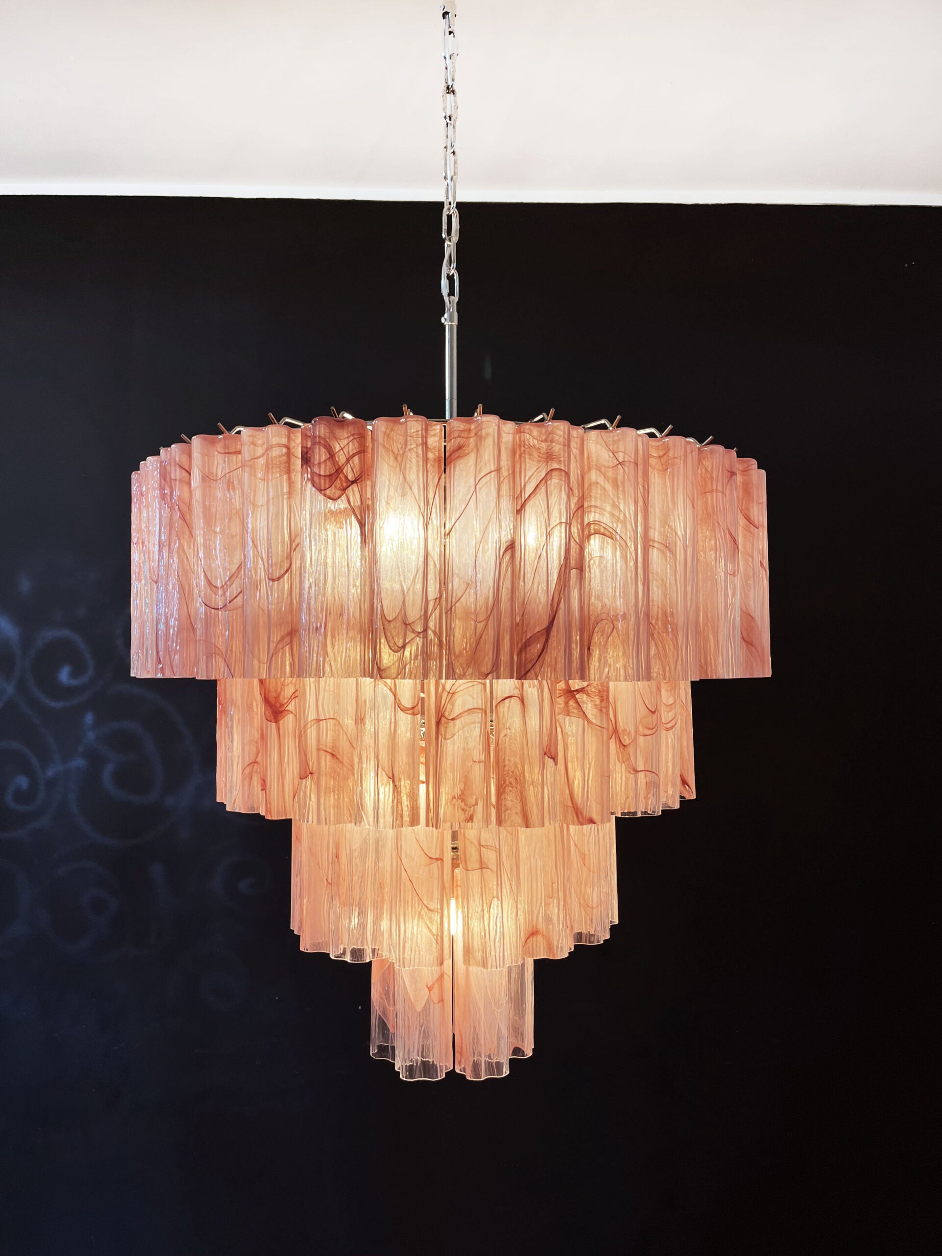 Murano Chandelier – 78 Pink Alabaster Glass Tubes – detail 4 – Murano Classics