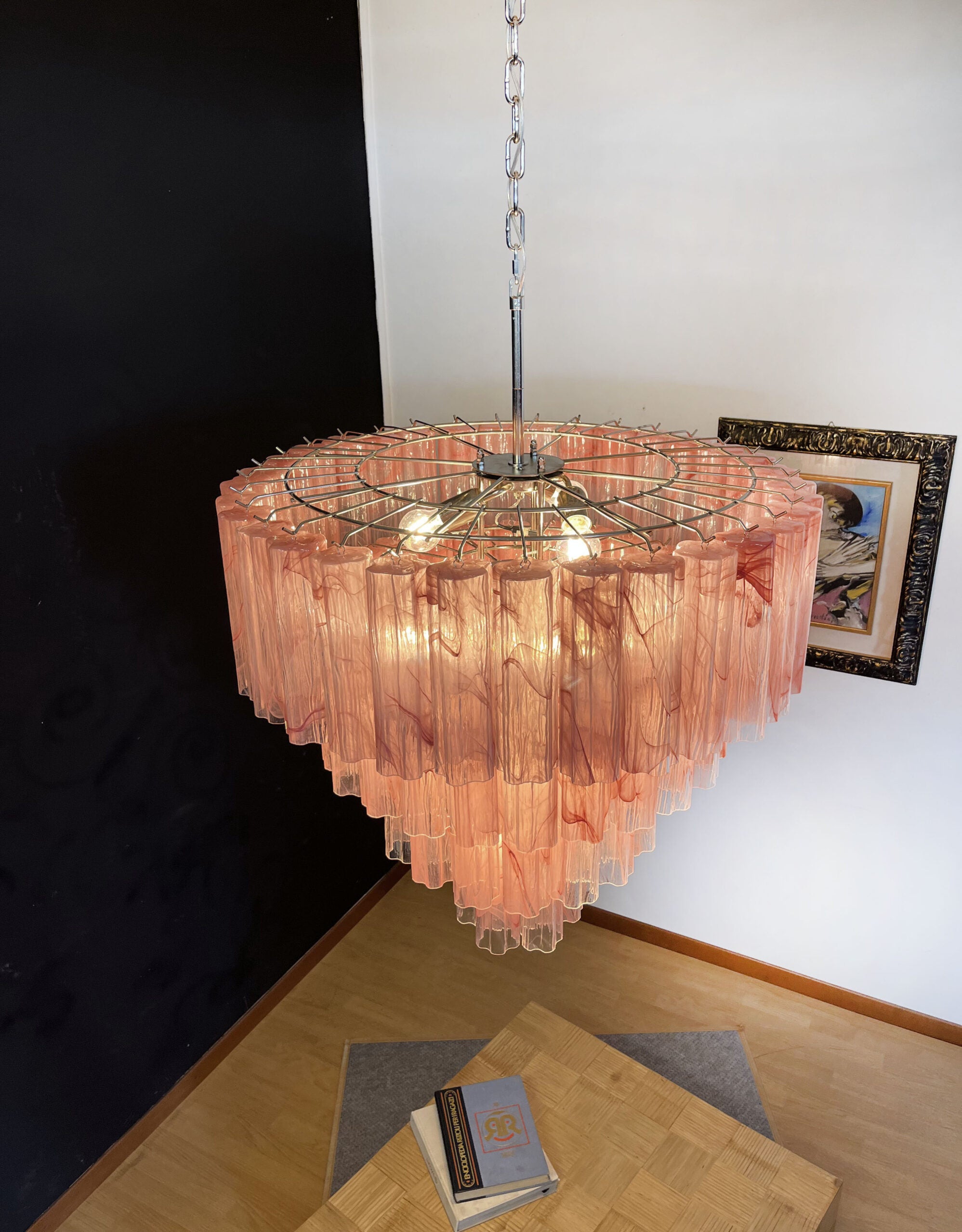 Murano Chandelier – 78 Pink Alabaster Glass Tubes – detail 9 – Murano Classics