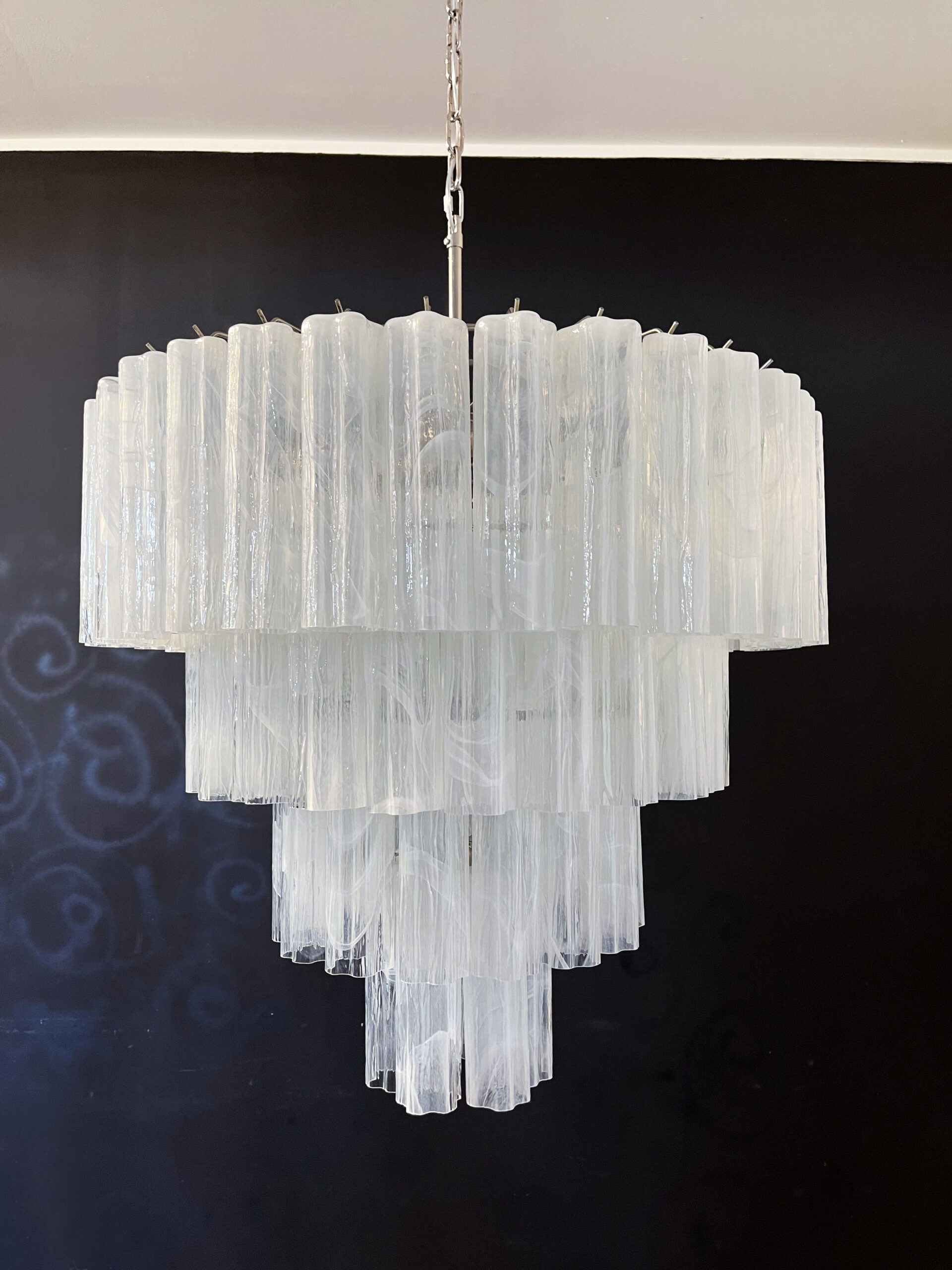 Murano Chandelier – 78 White Alabaster Glass Tubes – detail 4 – Murano Classics