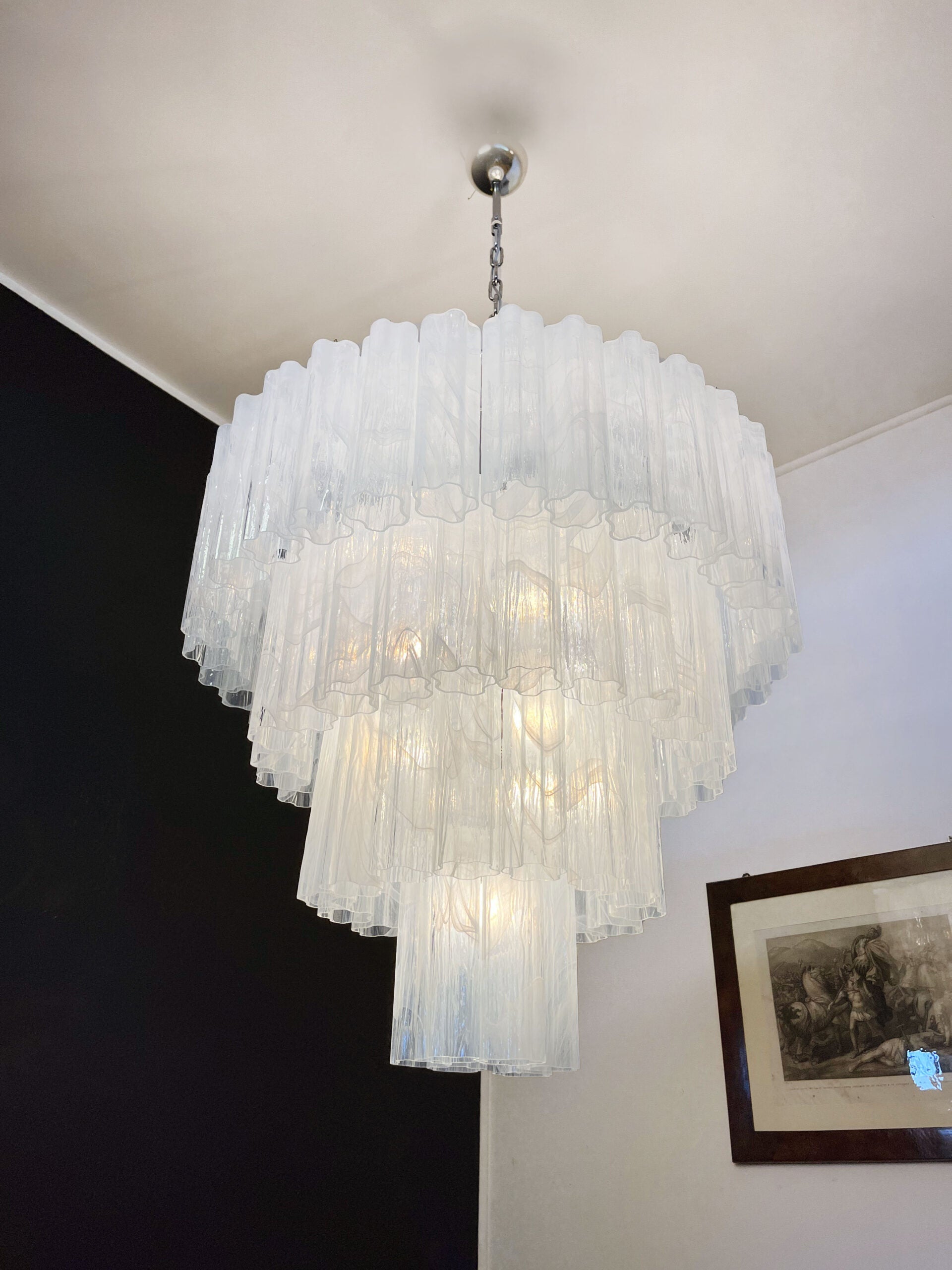 Murano Chandelier – 78 White Alabaster Glass Tubes – detail 10 – Murano Classics