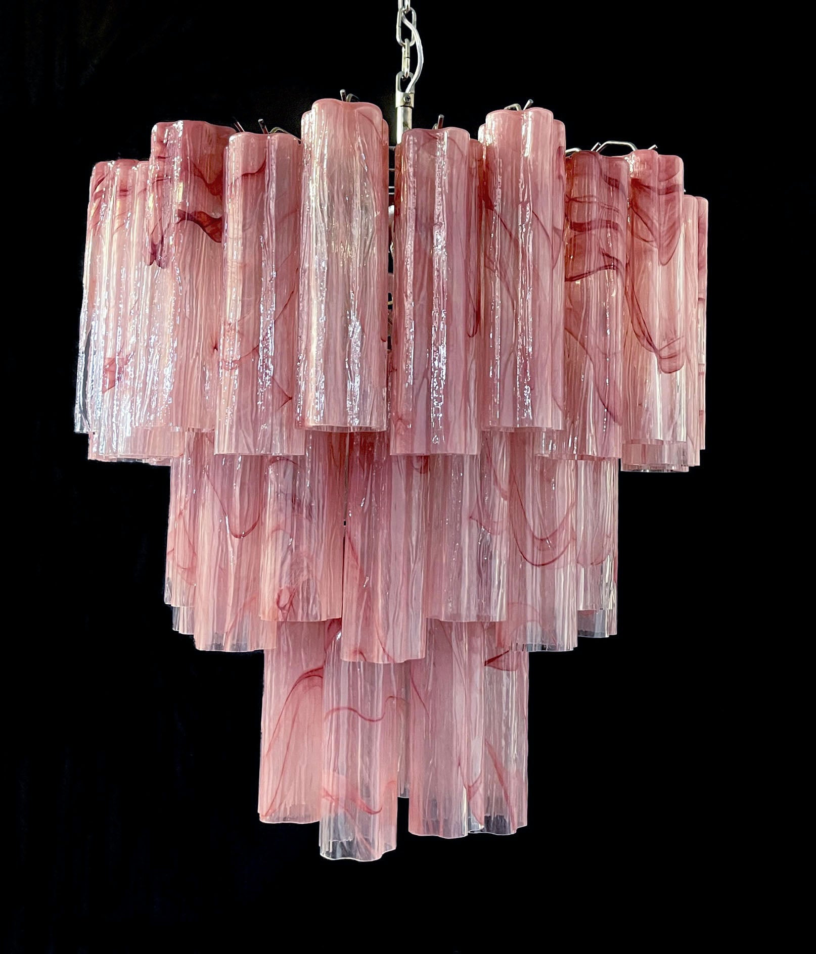 Murano Chandelier – 48 Pink Alabaster Glass Tubes – detail 2 – Murano Classics