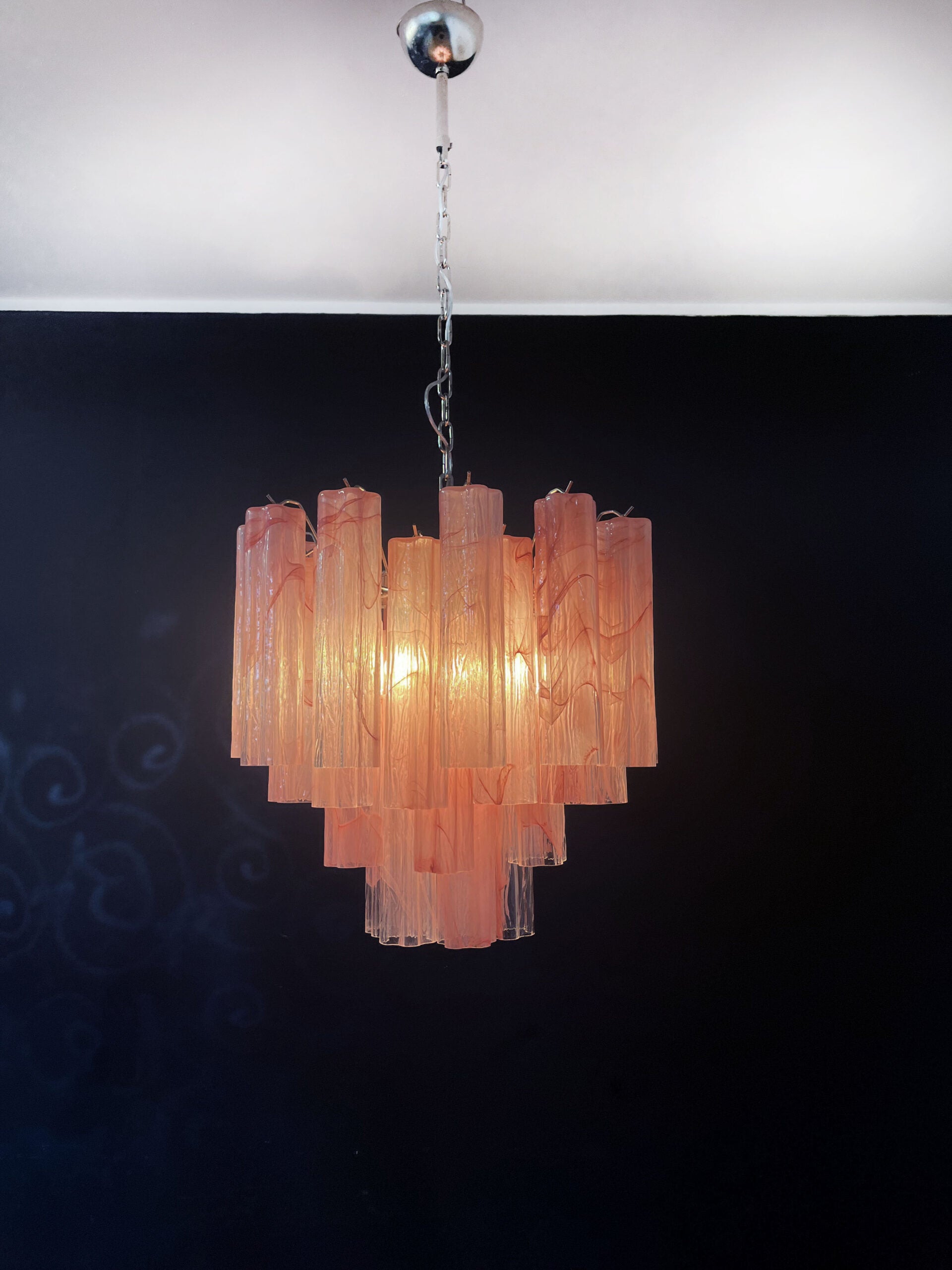 Murano Chandelier – 36 Pink Alabaster Glass Tubes – detail 3 – Murano Classics