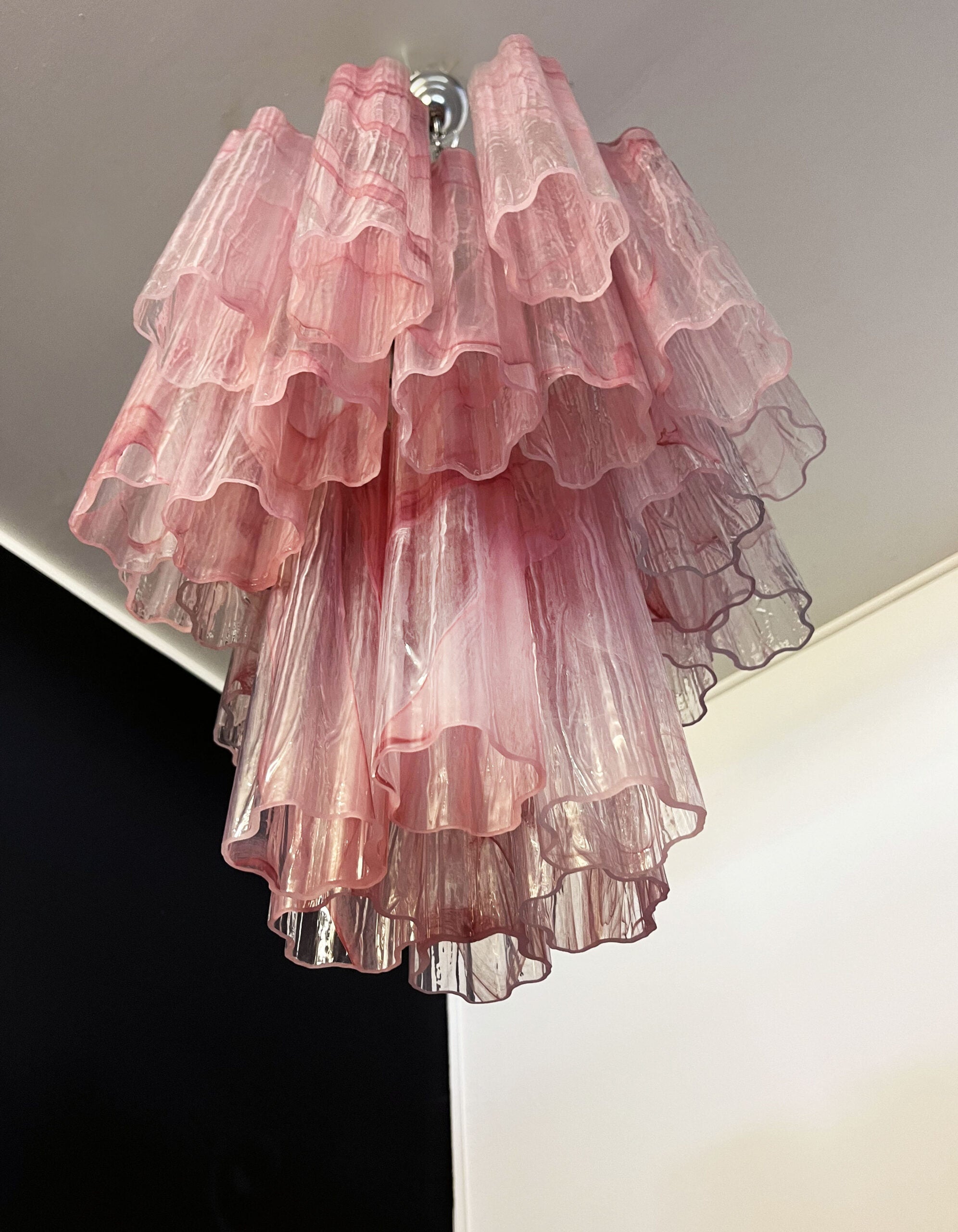 Murano Kroonluchter – 30 Roze Alabasterglas Buizen – detail 4 – Murano Classics