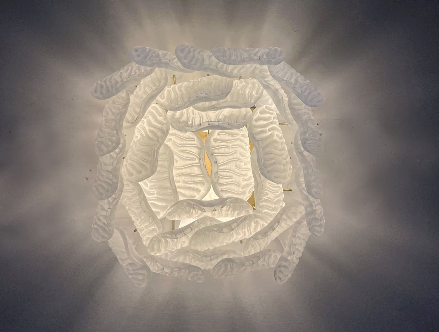 Murano Lysekrone | 32 Gule Konglebladglass