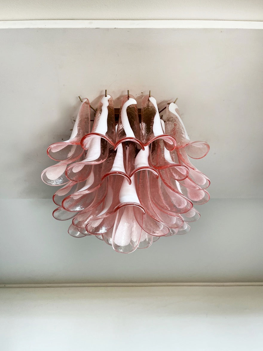 Murano Taklampe | 32 Rosa Konglebladglass
