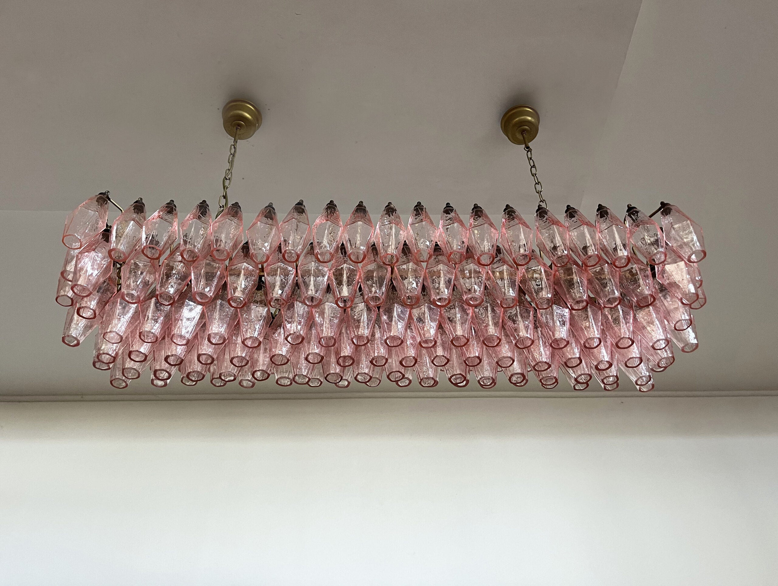 Murano Chandelier – 138 Pink Poliedri Glass – detail 7 – Murano Classics