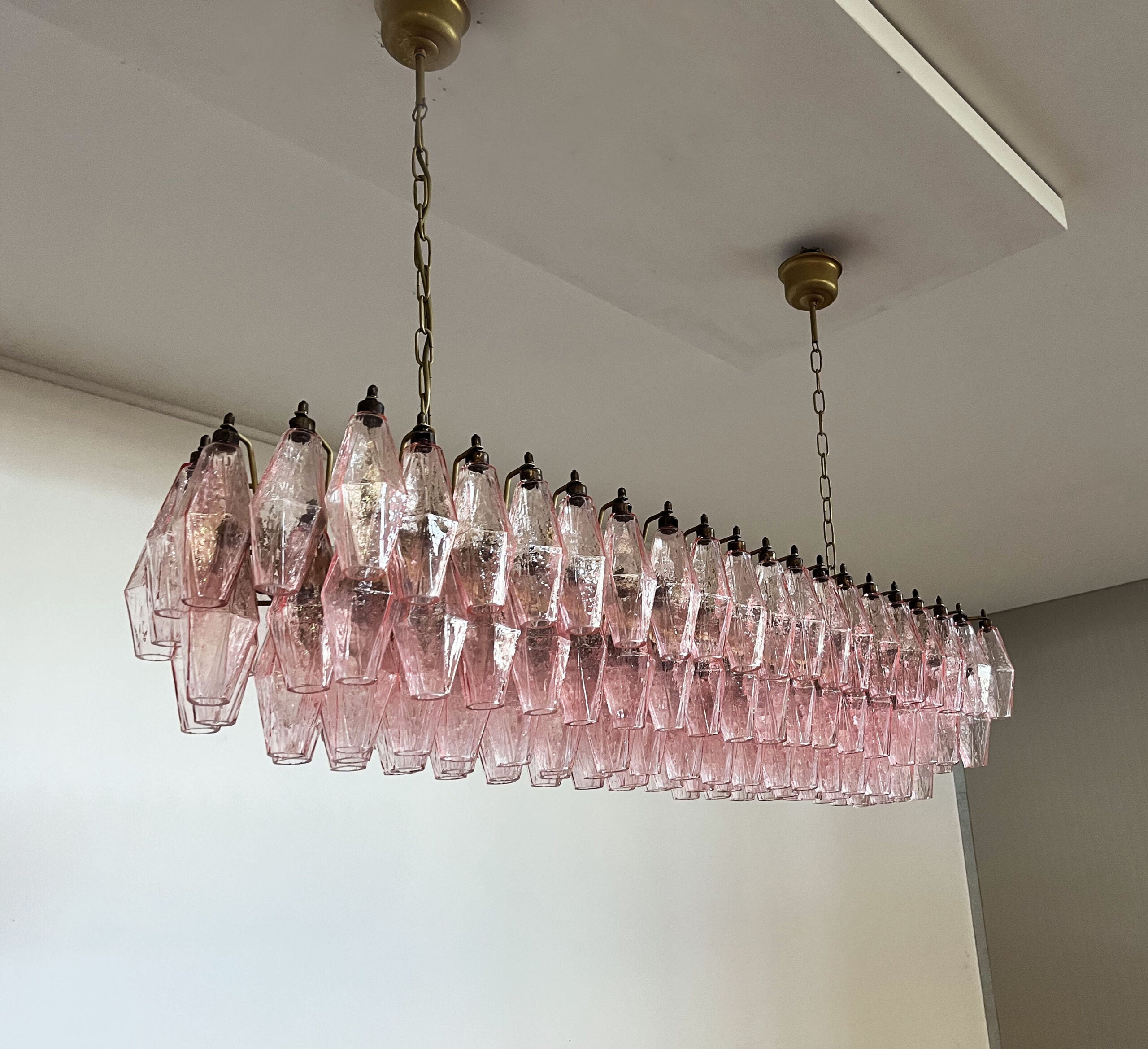 Murano Chandelier – 138 Pink Poliedri Glass – detail 6 – Murano Classics
