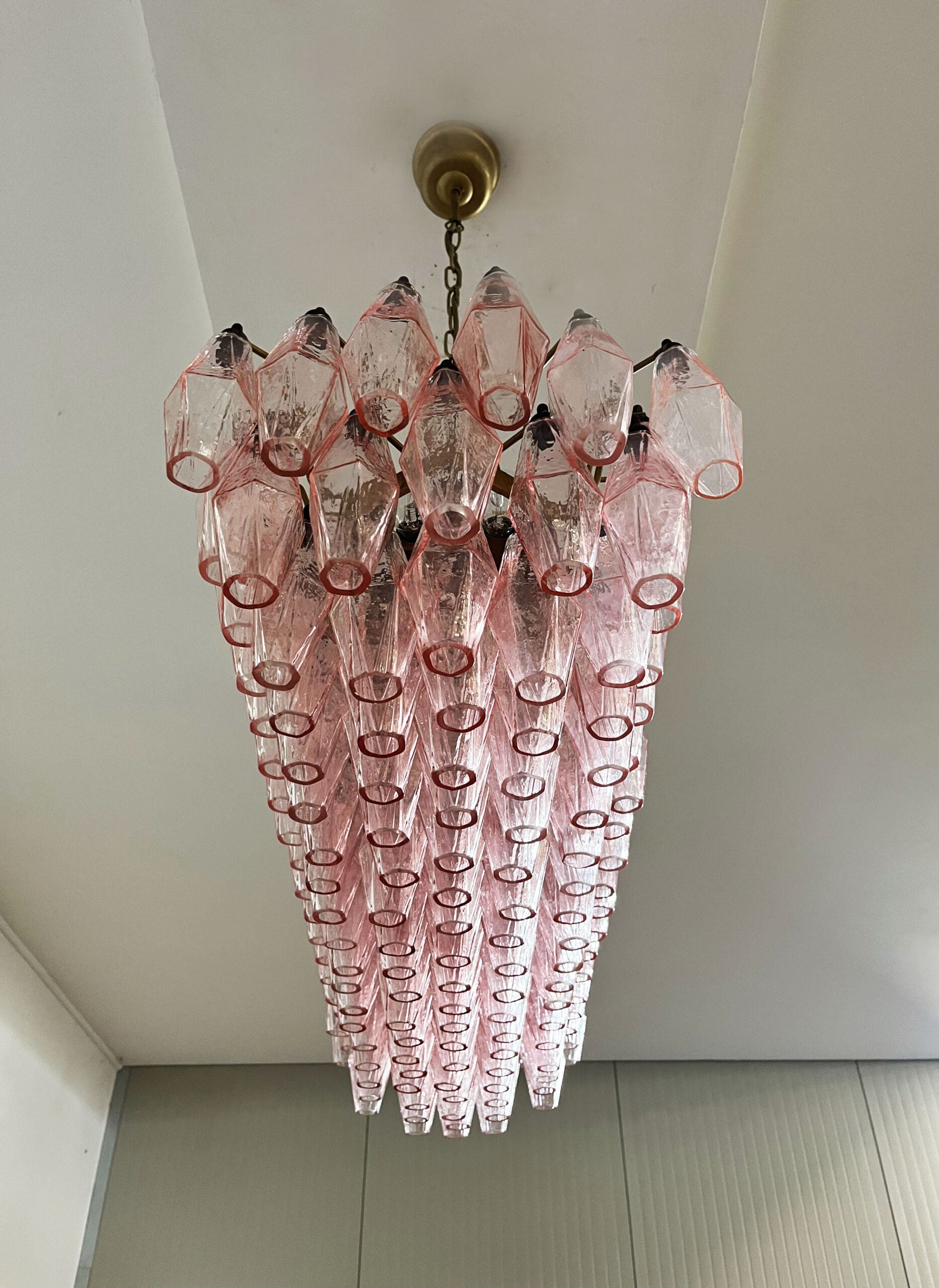 Murano Chandelier – 138 Pink Poliedri Glass – detail 5 – Murano Classics