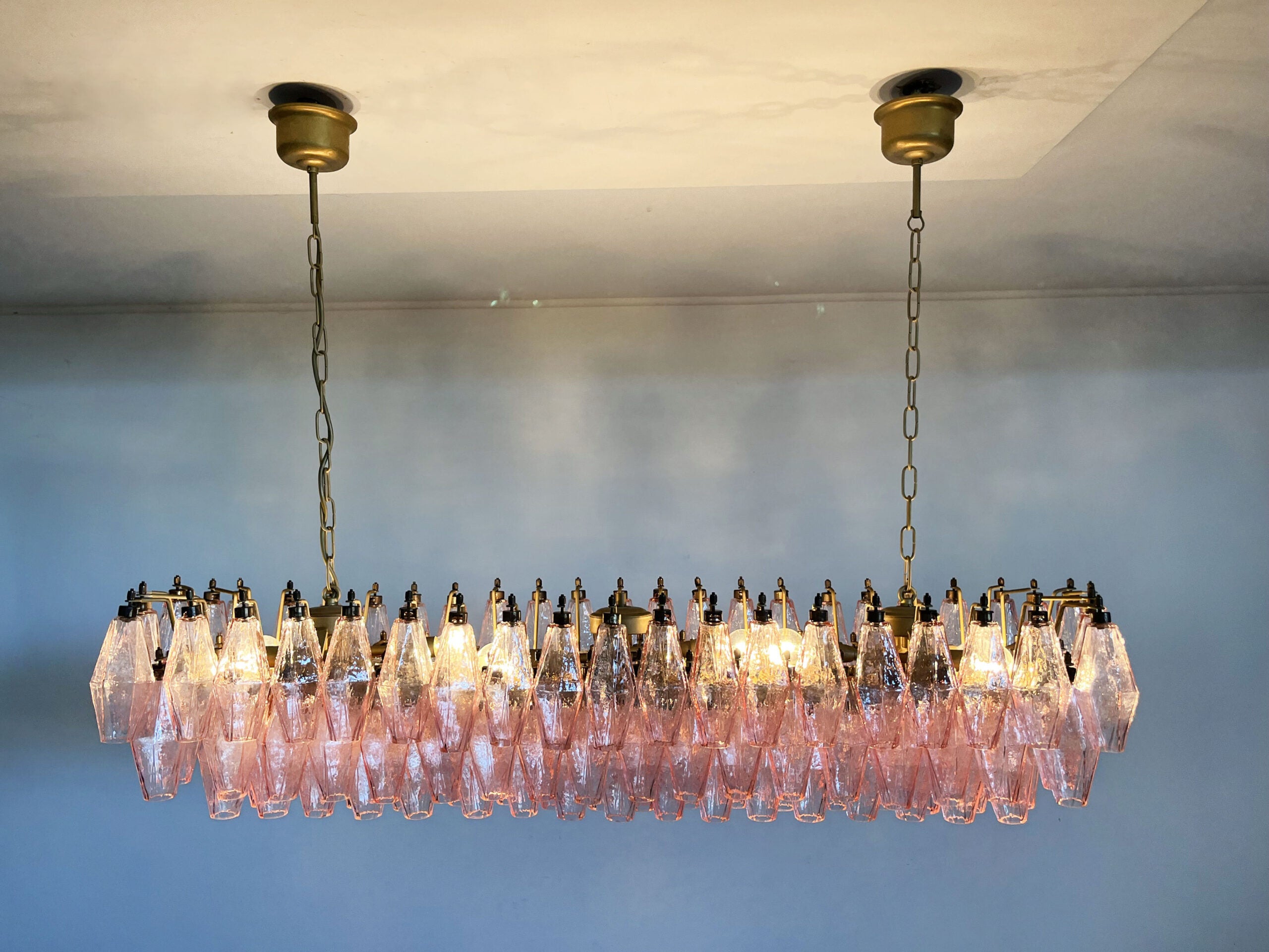 Murano Chandelier – 138 Pink Poliedri Glass – detail 3 – Murano Classics
