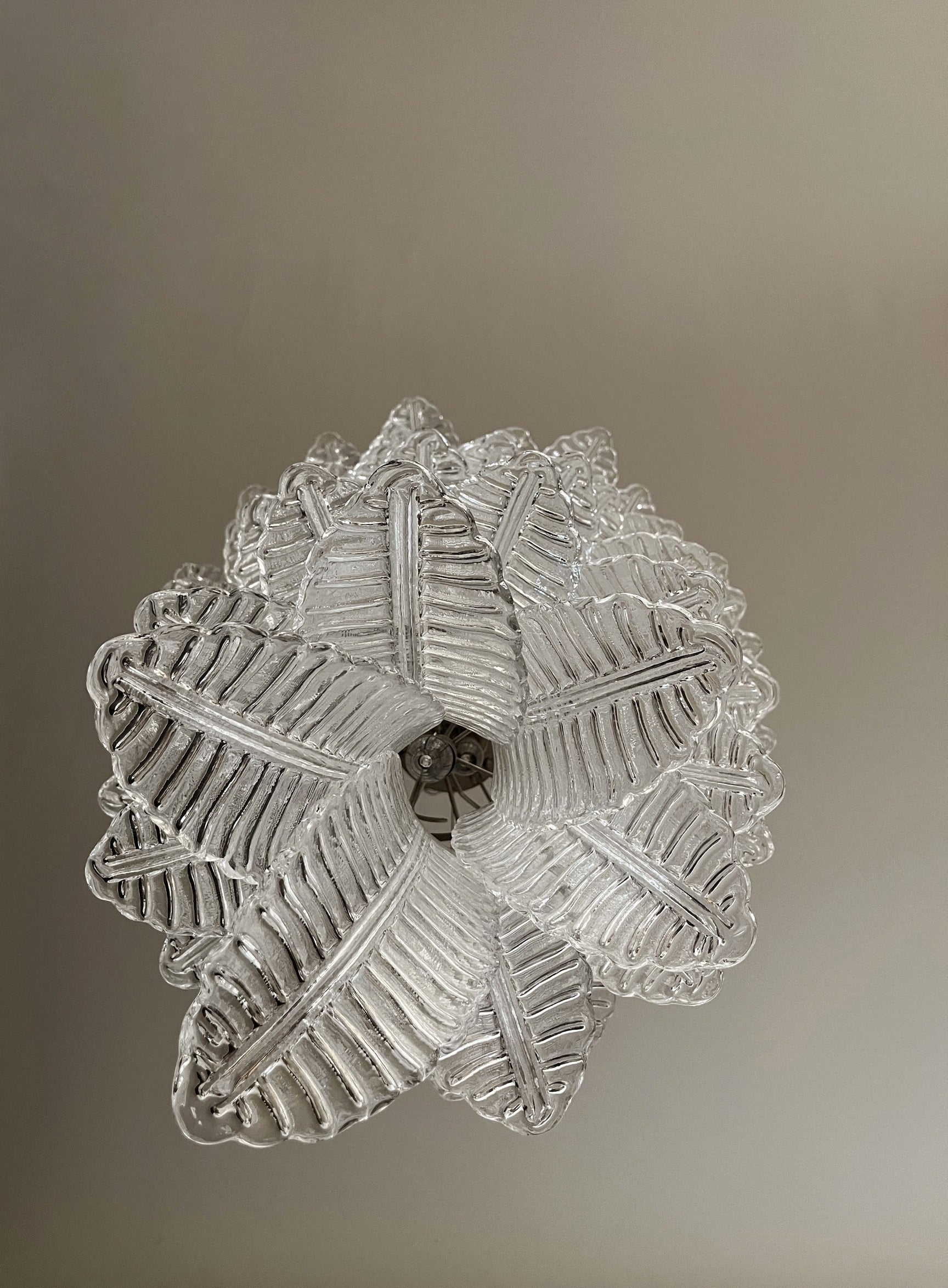 Murano Chandelier – 83 Clear Felci Glass – detail 1 – Murano Classics