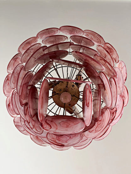 Murano Lysekrone | 57 Rosa Glassdisker