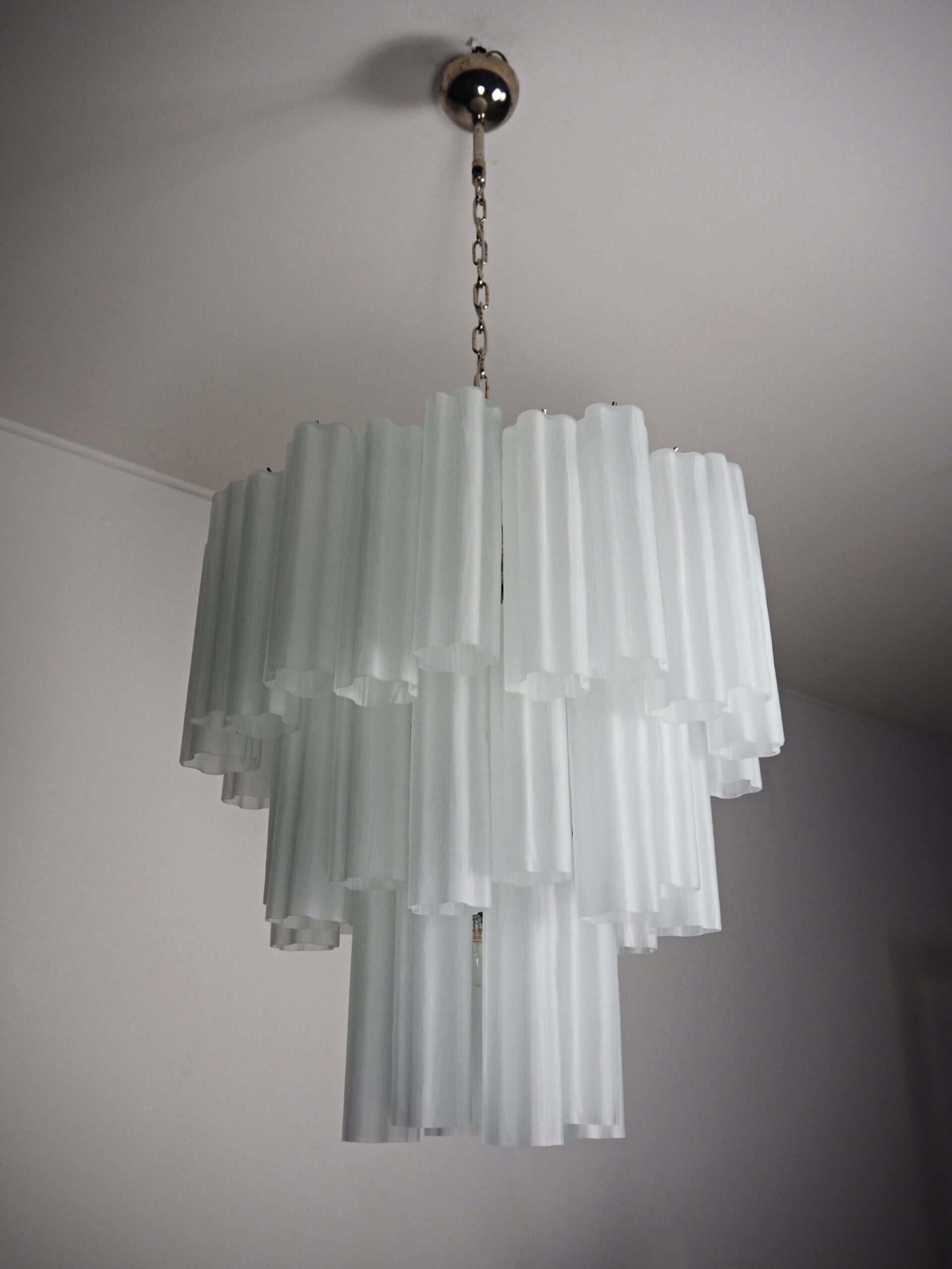Murano Chandelier – 48 Matte White Glass Tubes – detail 6 – Murano Classics
