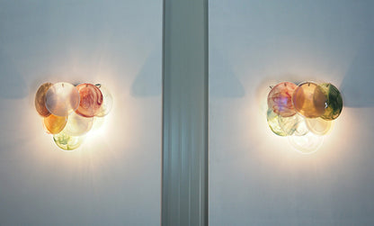 Murano Vegglampe | 10 Multifarge Diskglass | 1 par