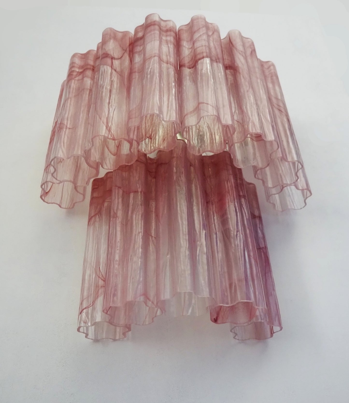 Murano Vegglampe | 13 Rosa Alabaster Glassrør | 1 par