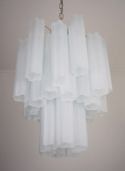 Murano Lysekrone | 30 Alabaster hvit Rørglass