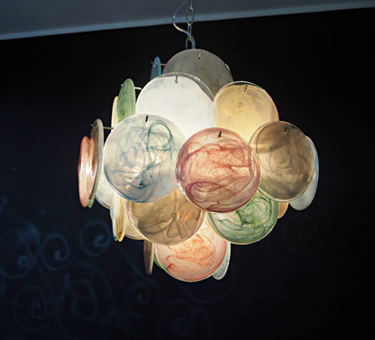 Murano Lysekrone | 36 Multifargede Glassdisker