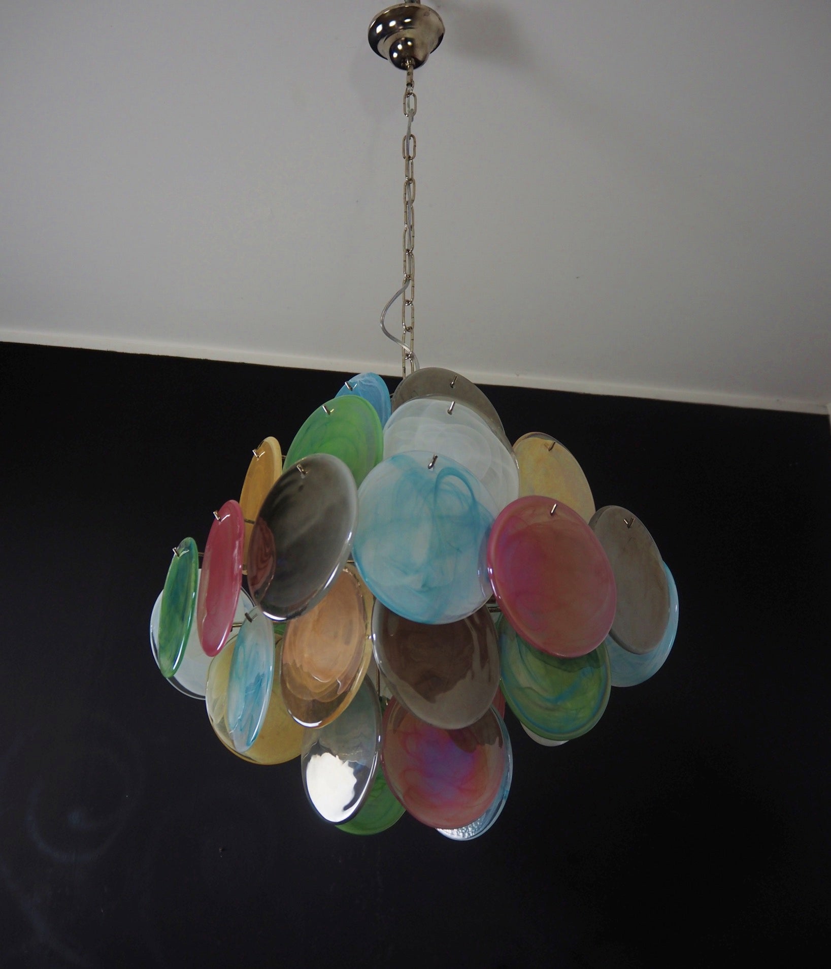 Murano Chandelier – 36 Multicoloured Disc Glass Elements – detail 8 – Murano Classics