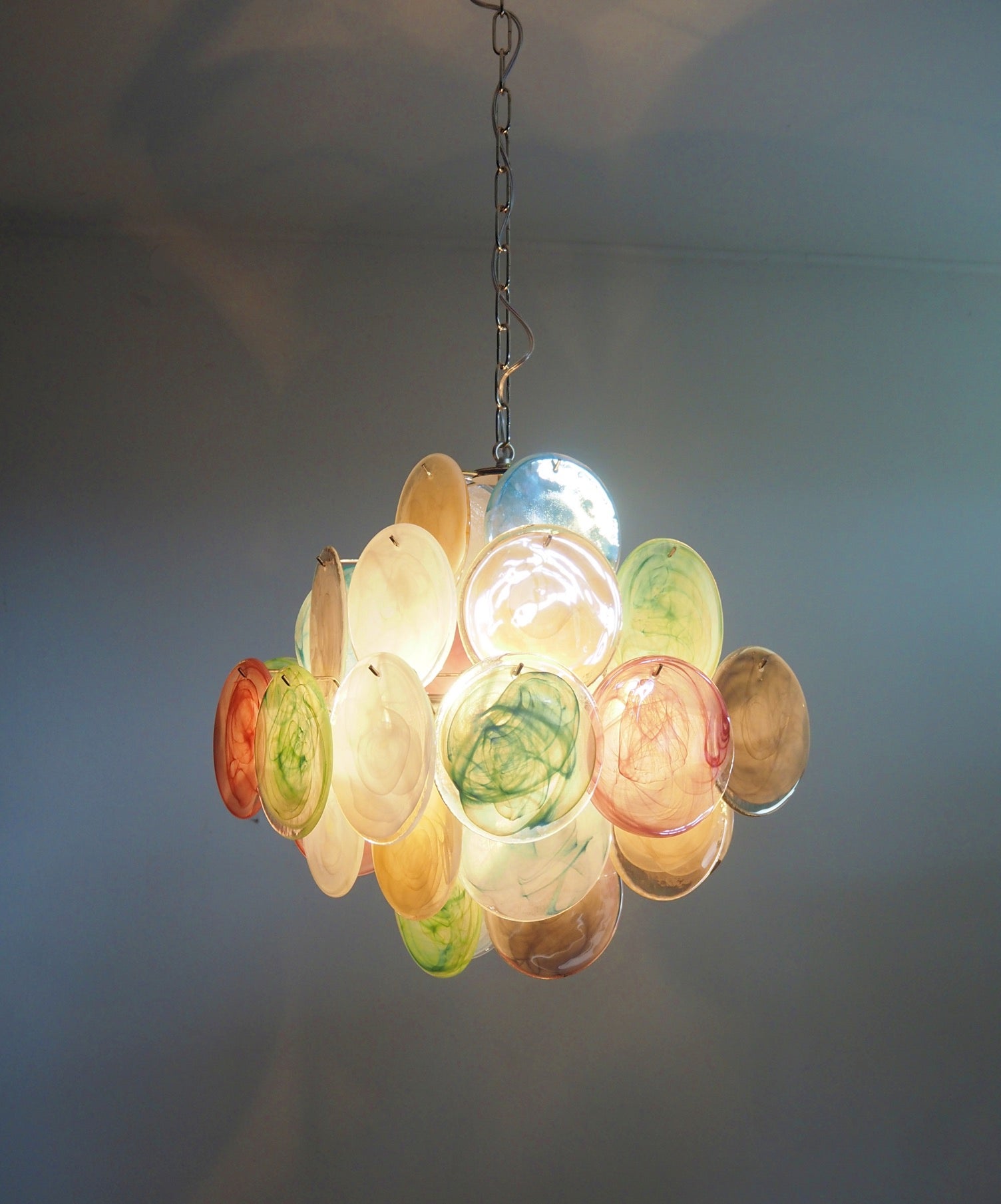Murano Chandelier – 36 Multicoloured Disc Glass Elements – detail 6 – Murano Classics