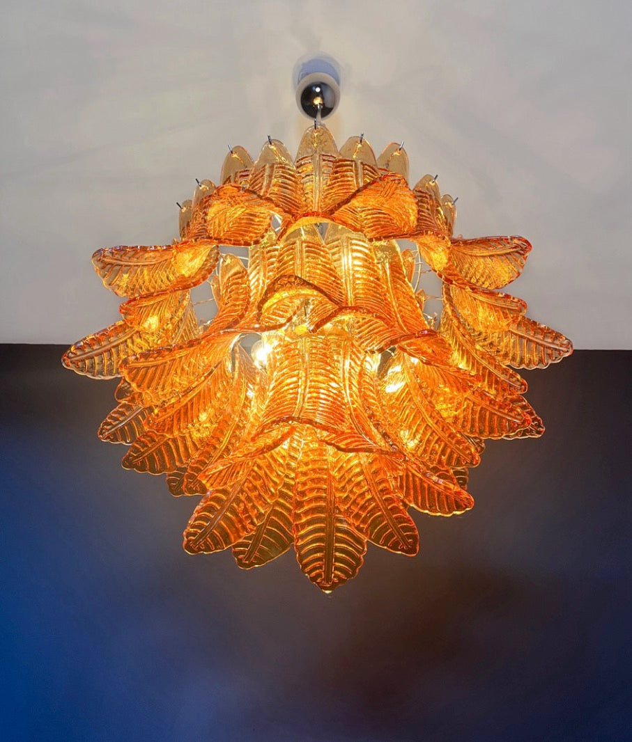 Murano Kroonluchter – 48 Gele Felciglazen – detail 3 – Murano Classics