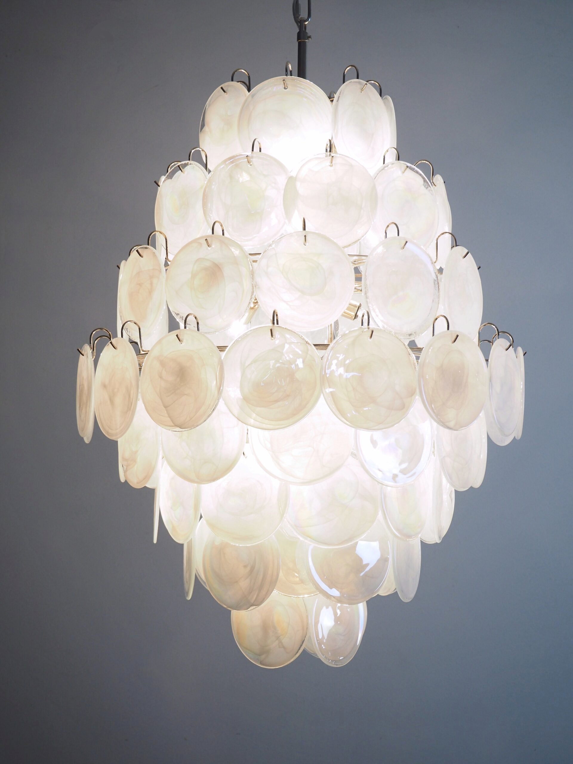 Murano Chandelier – 87 White Disc Glass – detail 10 – Murano Classics
