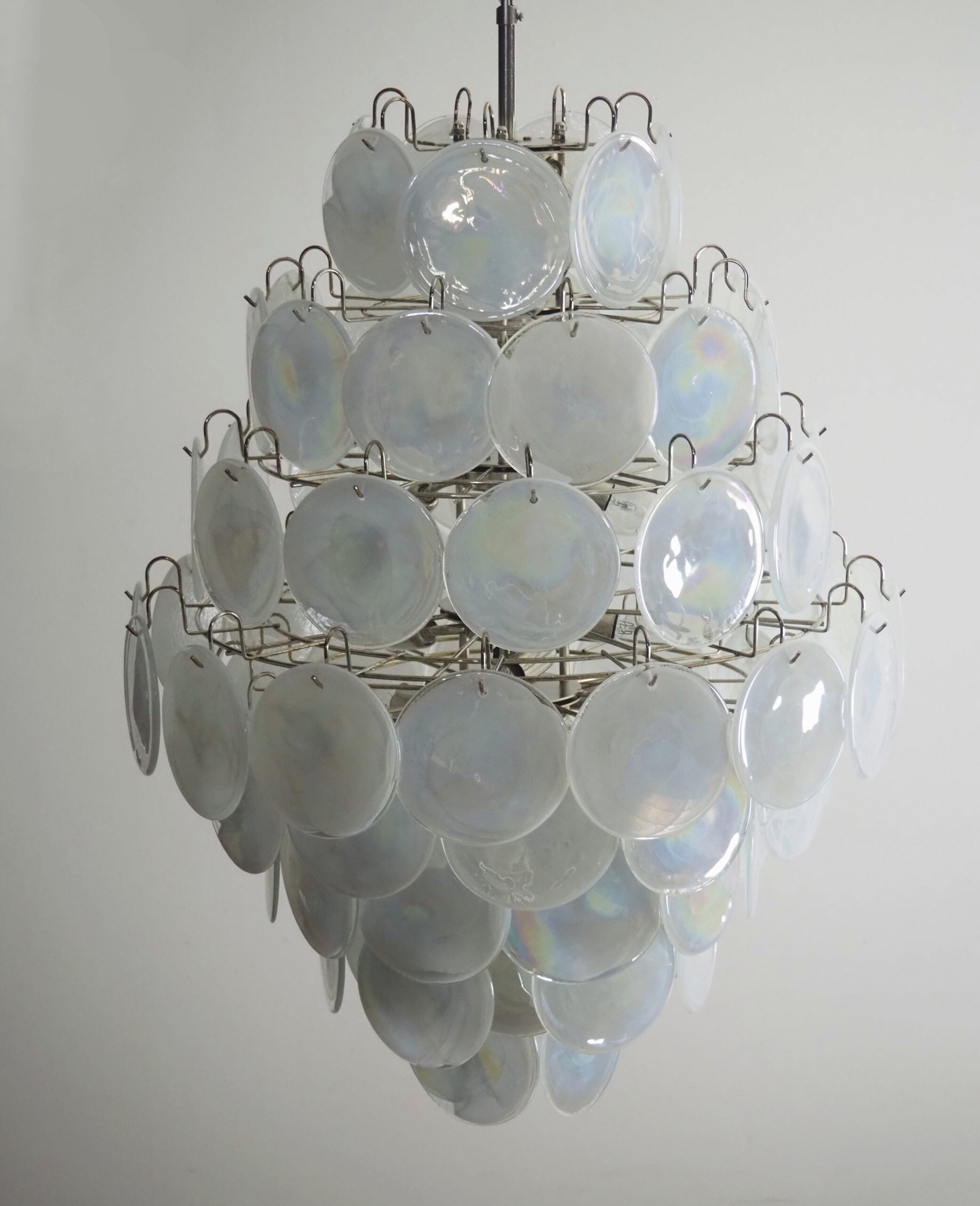 Murano Chandelier – 87 White Disc Glass – detail 9 – Murano Classics