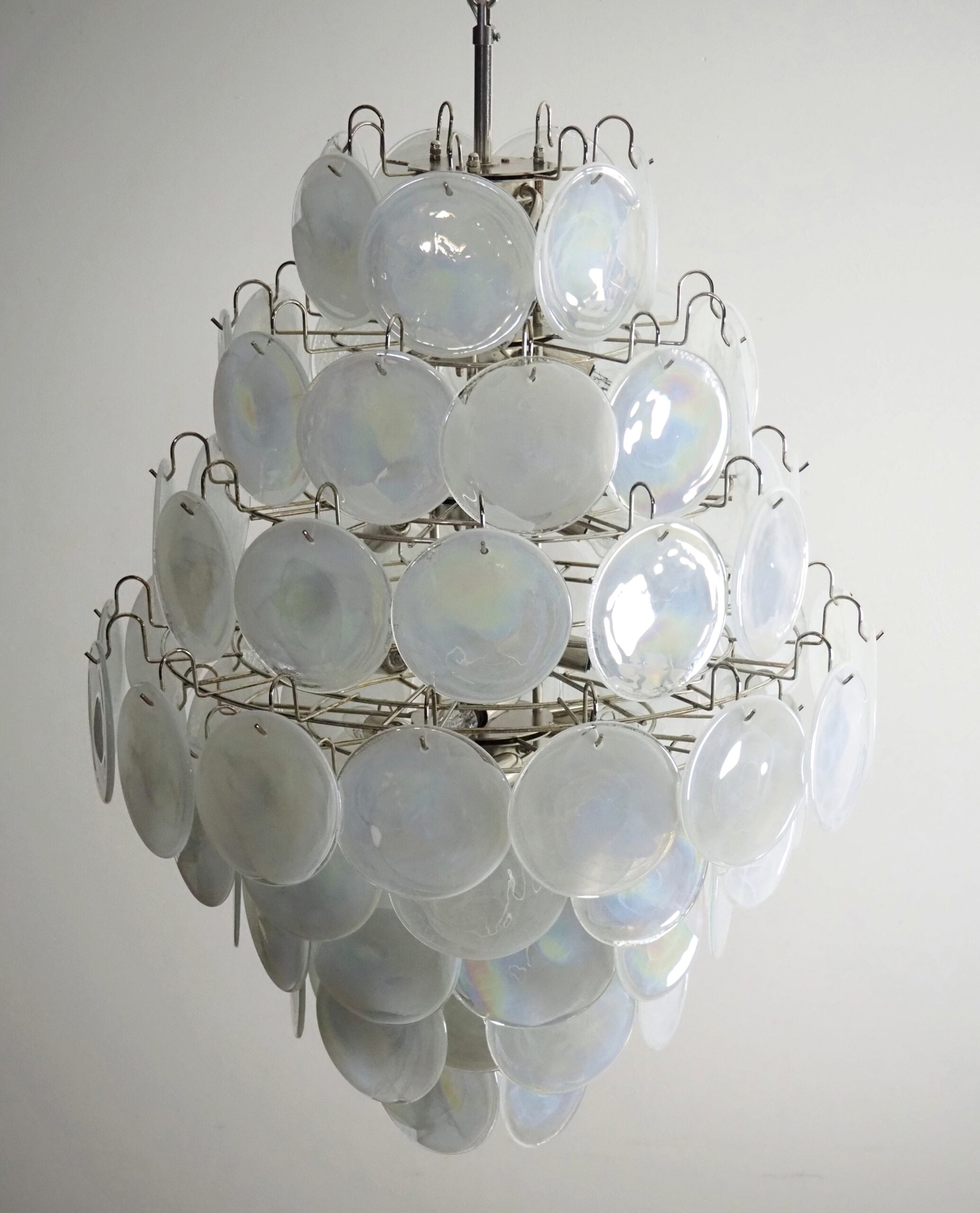 Murano Chandelier – 87 White Disc Glass – detail 8 – Murano Classics