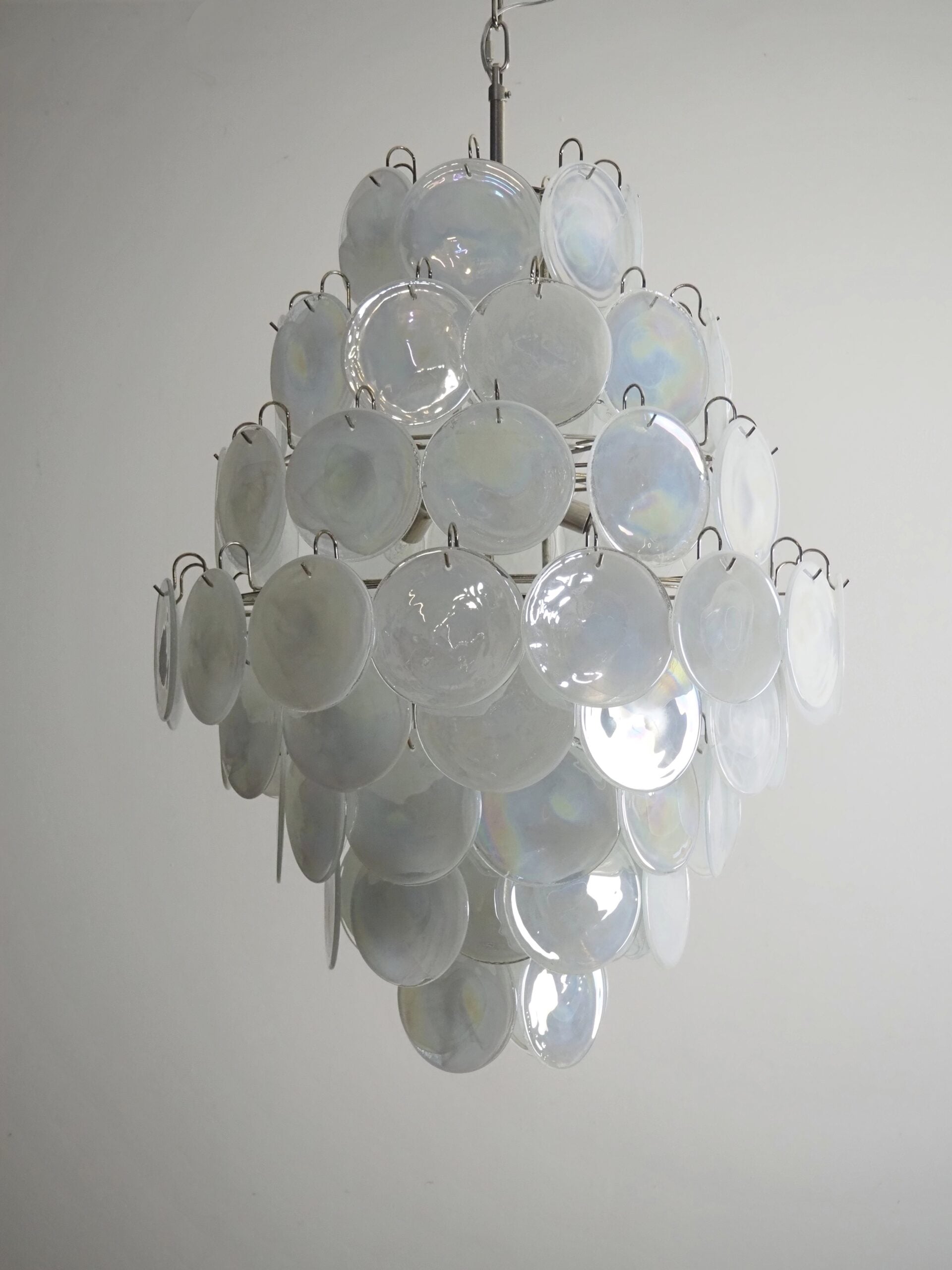 Murano Chandelier – 87 White Disc Glass – detail 7 – Murano Classics