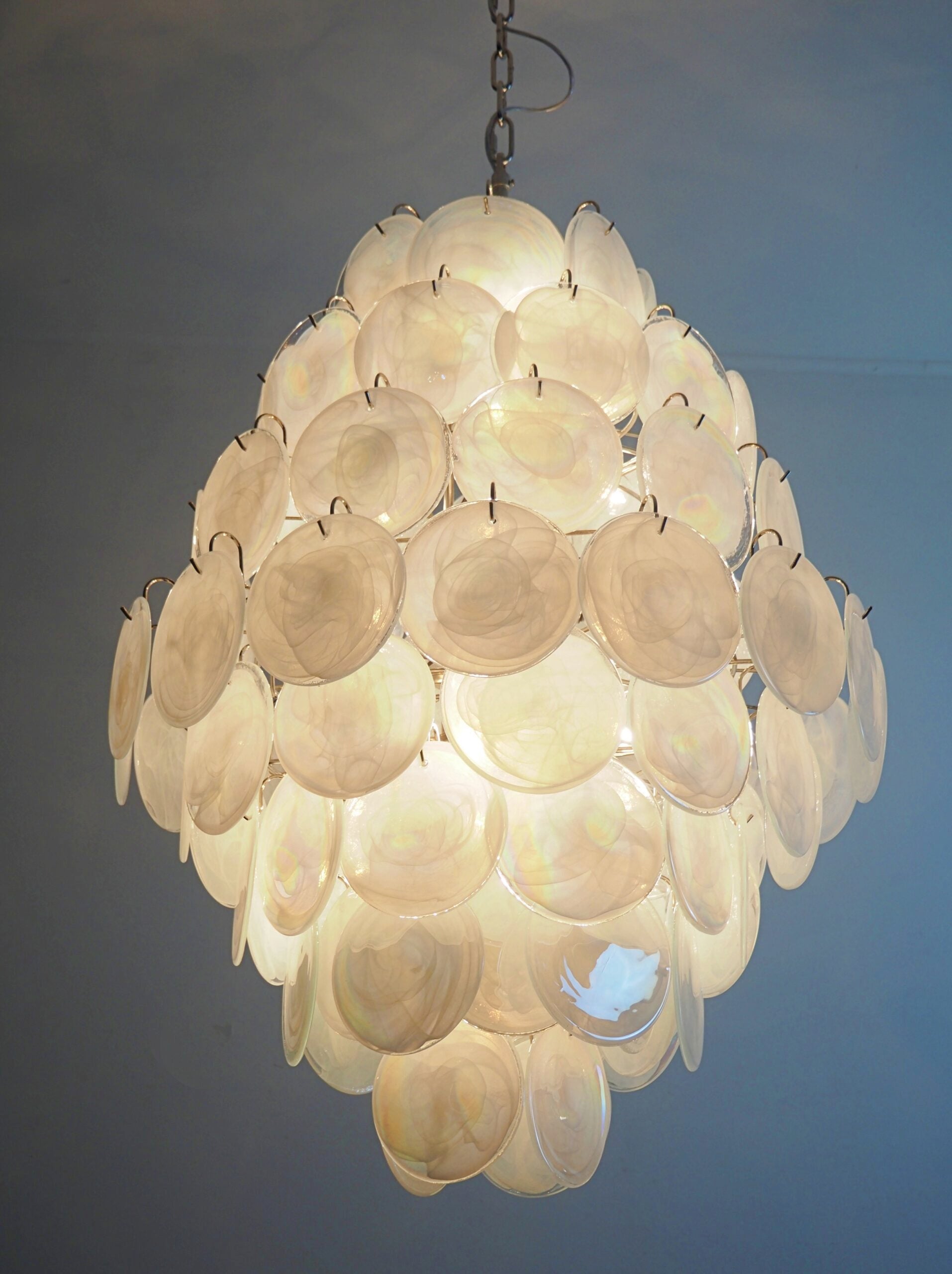 Murano Chandelier – 87 White Disc Glass – detail 6 – Murano Classics