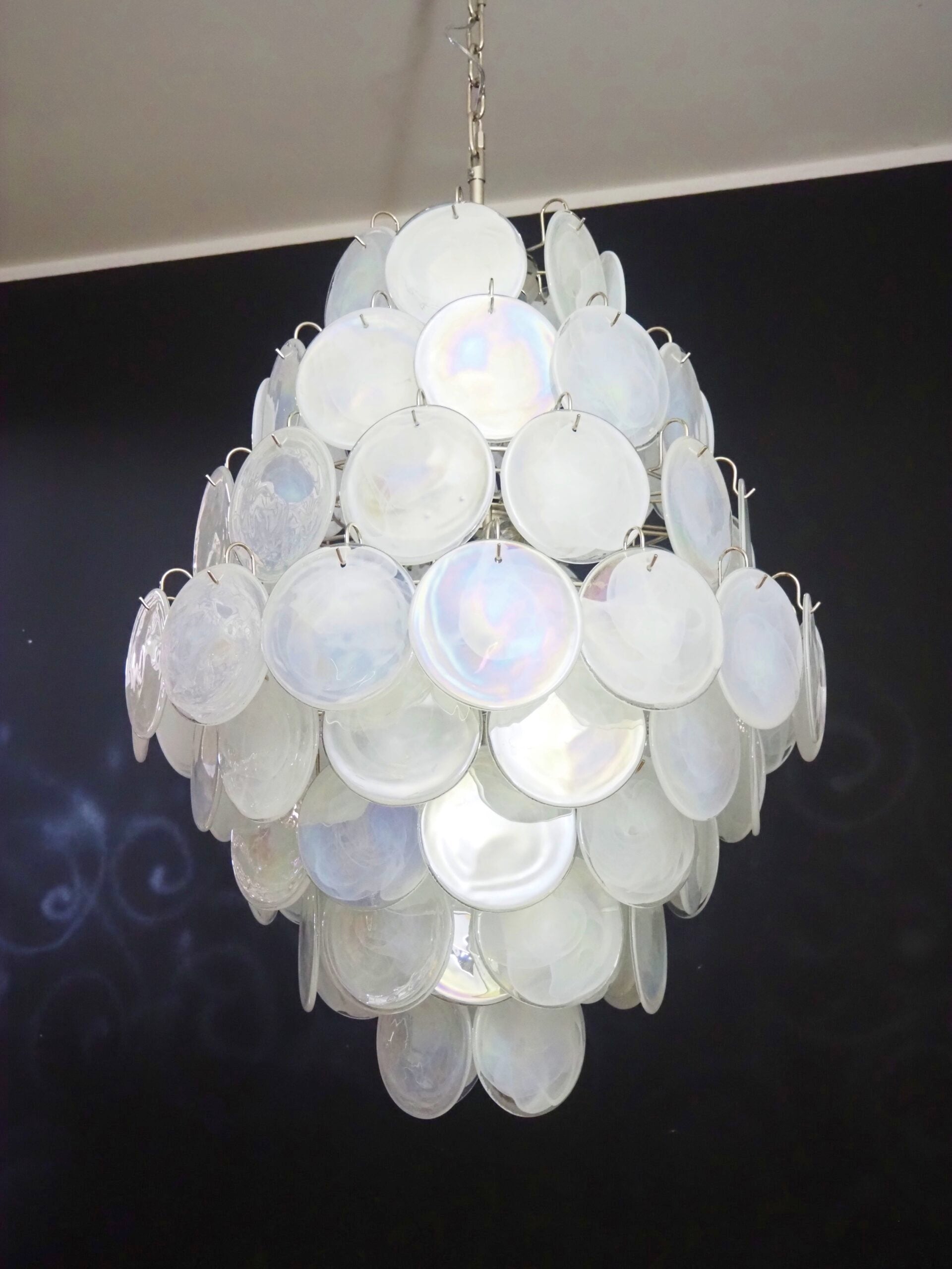 Murano Chandelier – 87 White Disc Glass – detail 2 – Murano Classics