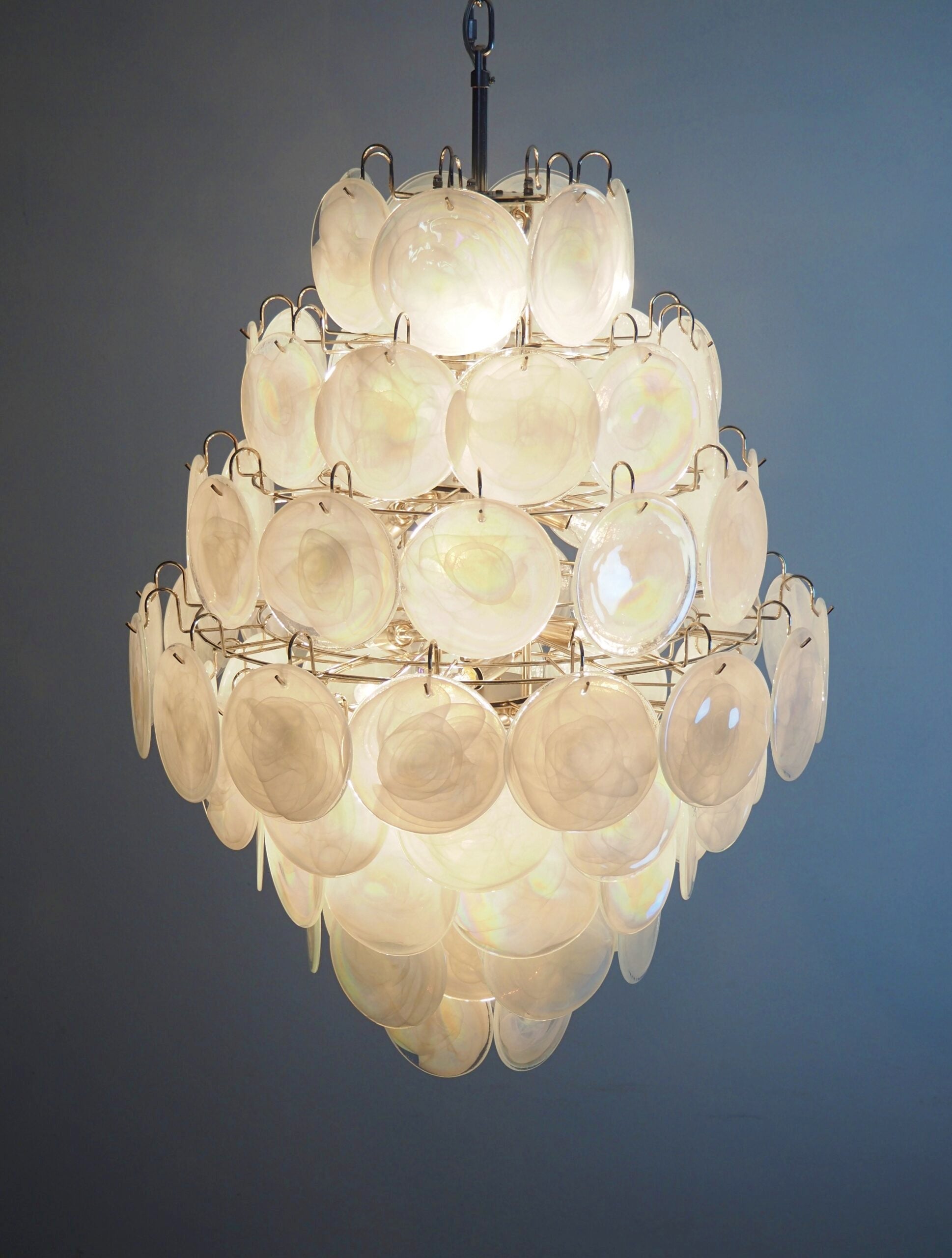 Murano Chandelier – 87 White Disc Glass – detail 11 – Murano Classics