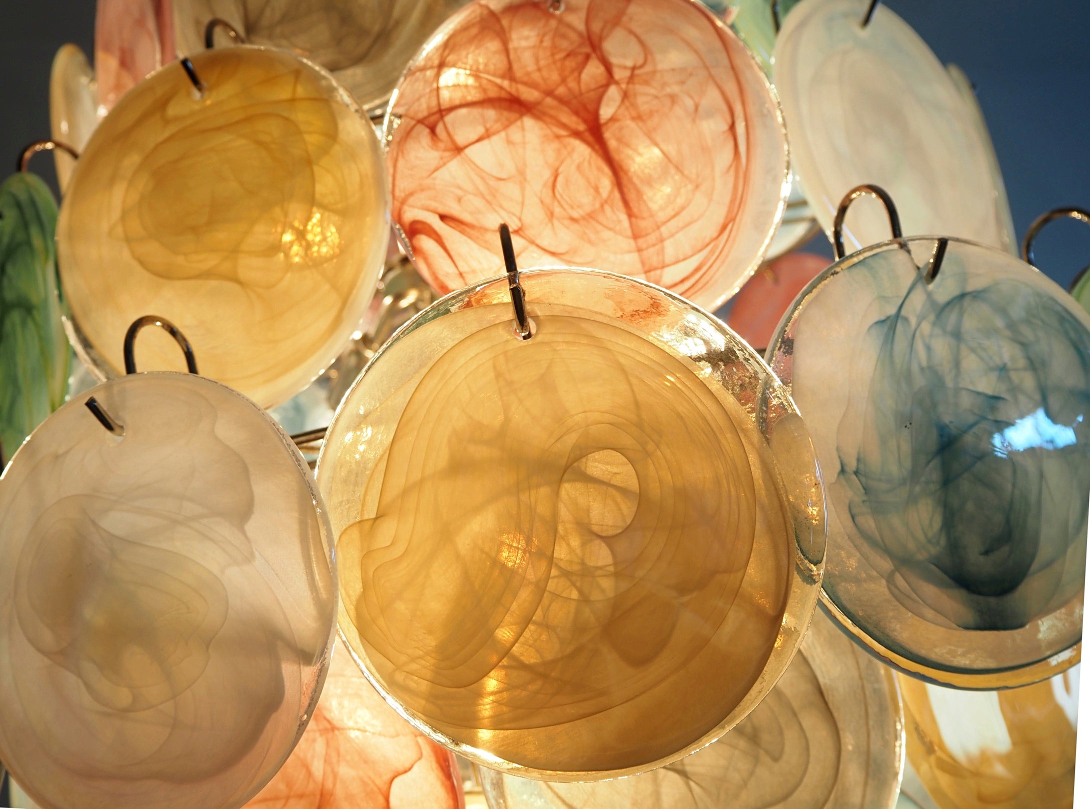 Murano Chandelier – 87 Multicoloured Disc Glass Elements – detail 7 – Murano Classics