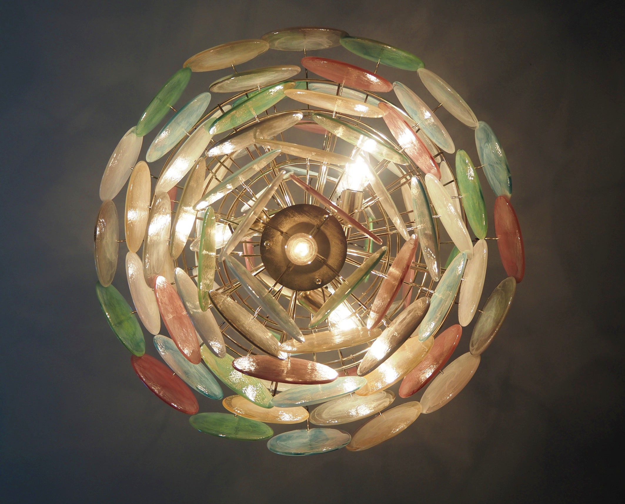 Murano Chandelier – 87 Multicoloured Disc Glass Elements – detail 5 – Murano Classics