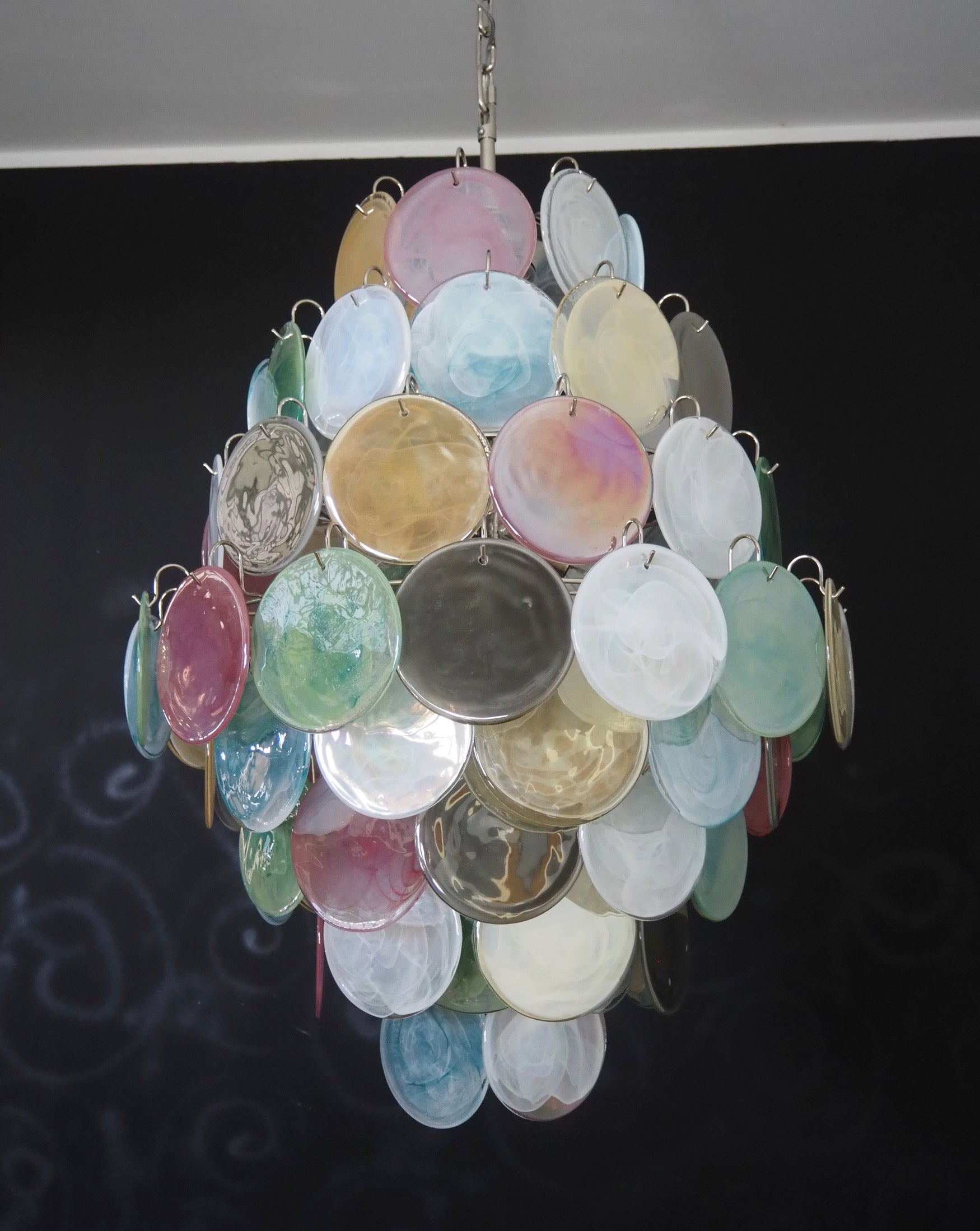 Murano Chandelier – 87 Multicoloured Disc Glass Elements – detail 3 – Murano Classics