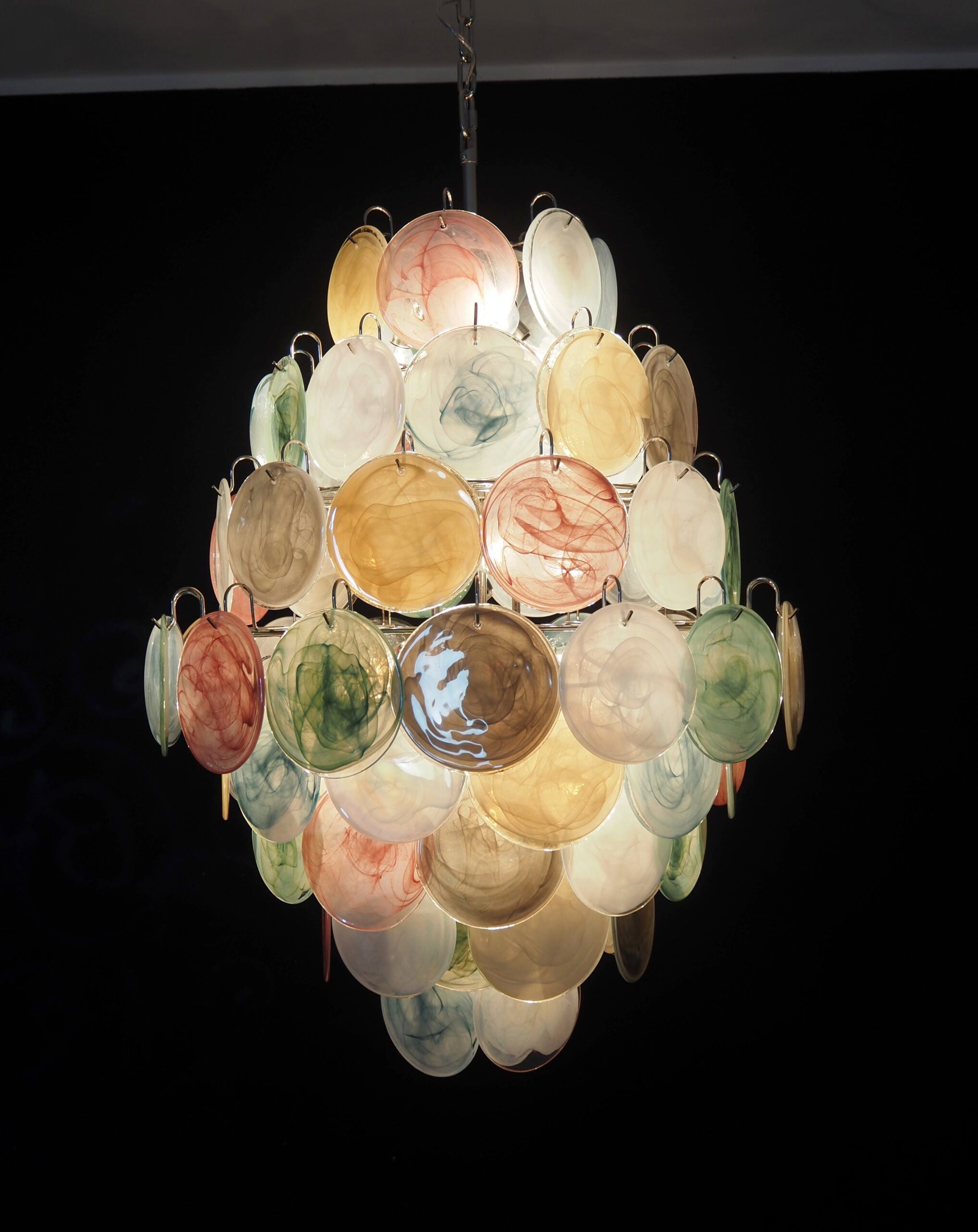 Murano Chandelier – 87 Multicoloured Disc Glass Elements – detail 11 – Murano Classics