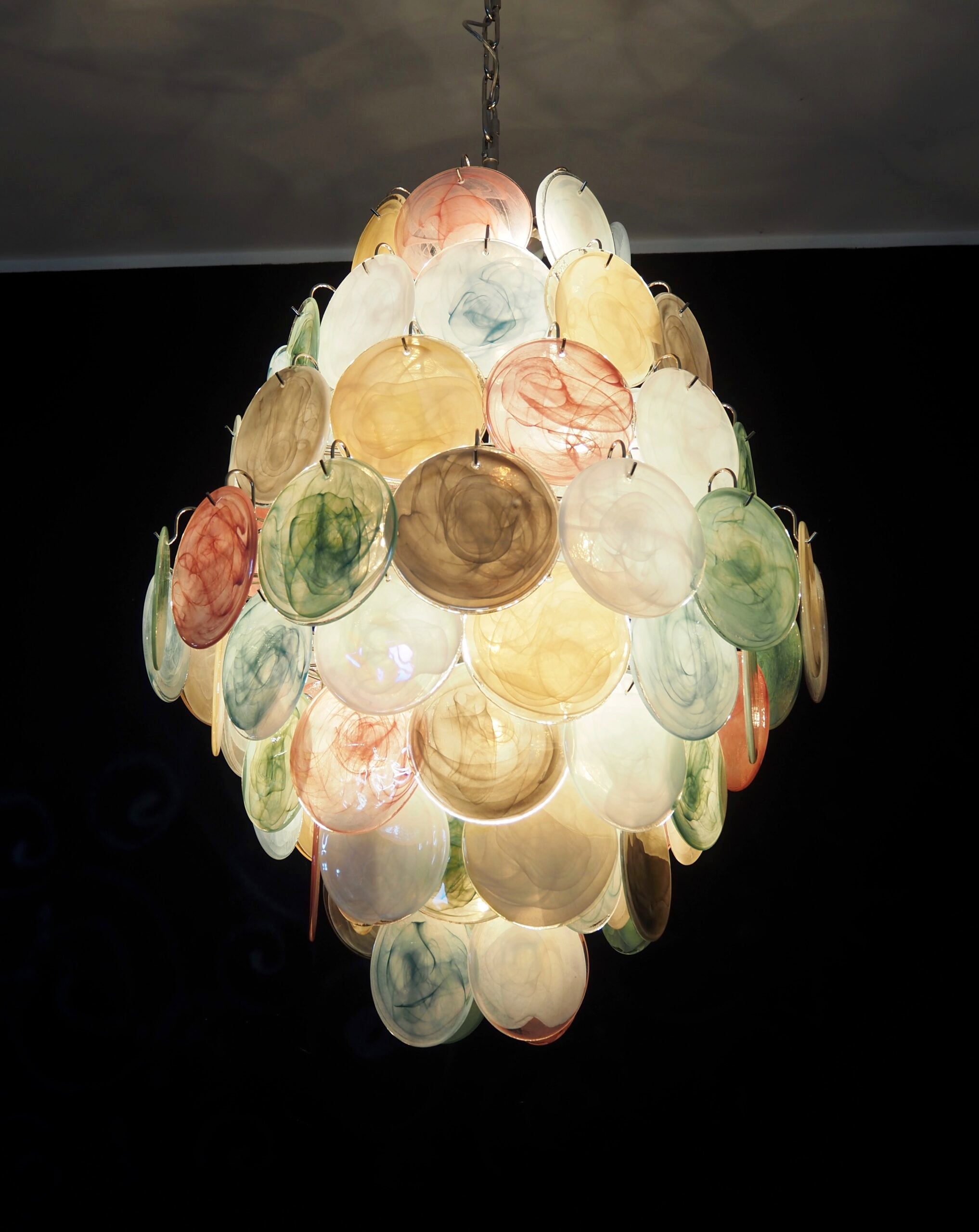 Murano Chandelier – 87 Multicoloured Disc Glass Elements – detail 10 – Murano Classics