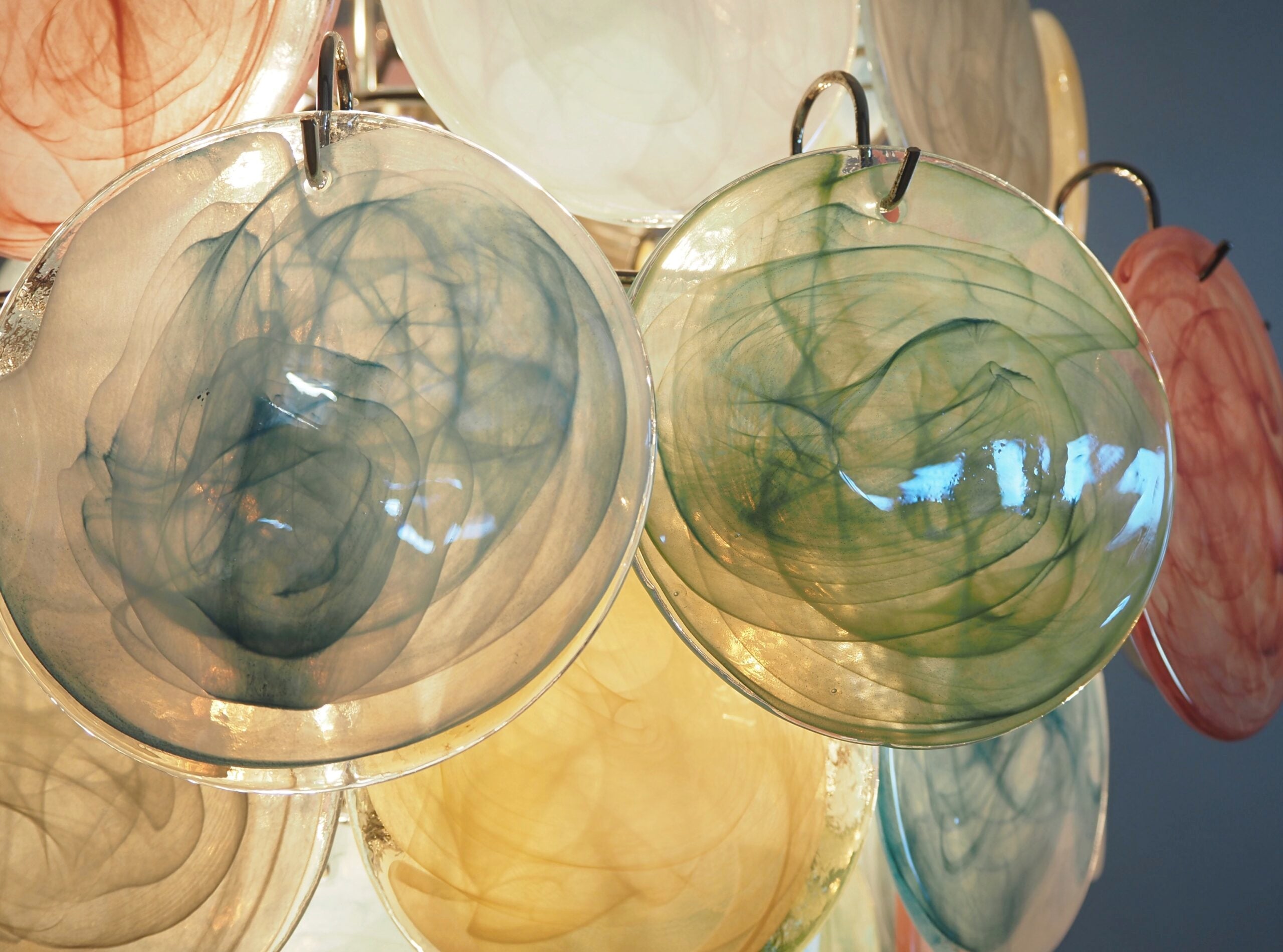 Murano Chandelier – 87 Multicoloured Disc Glass Elements – detail 8 – Murano Classics