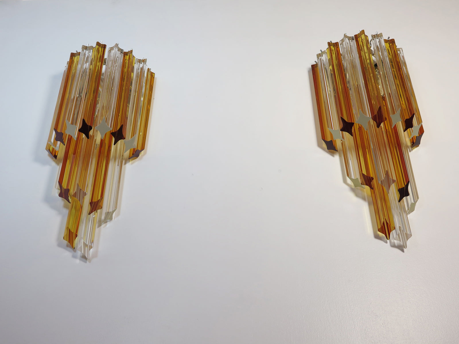 Murano Wall Lamp – 32 Clear Yellow Prism Glass – Set of 2 – detail 9 – Murano Classics