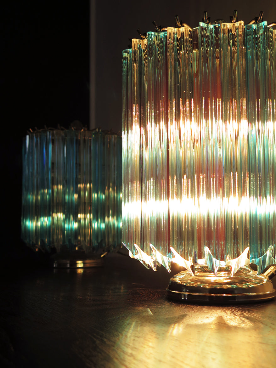 Murano Bordlampe | 24 Klare Blå Prismeglass