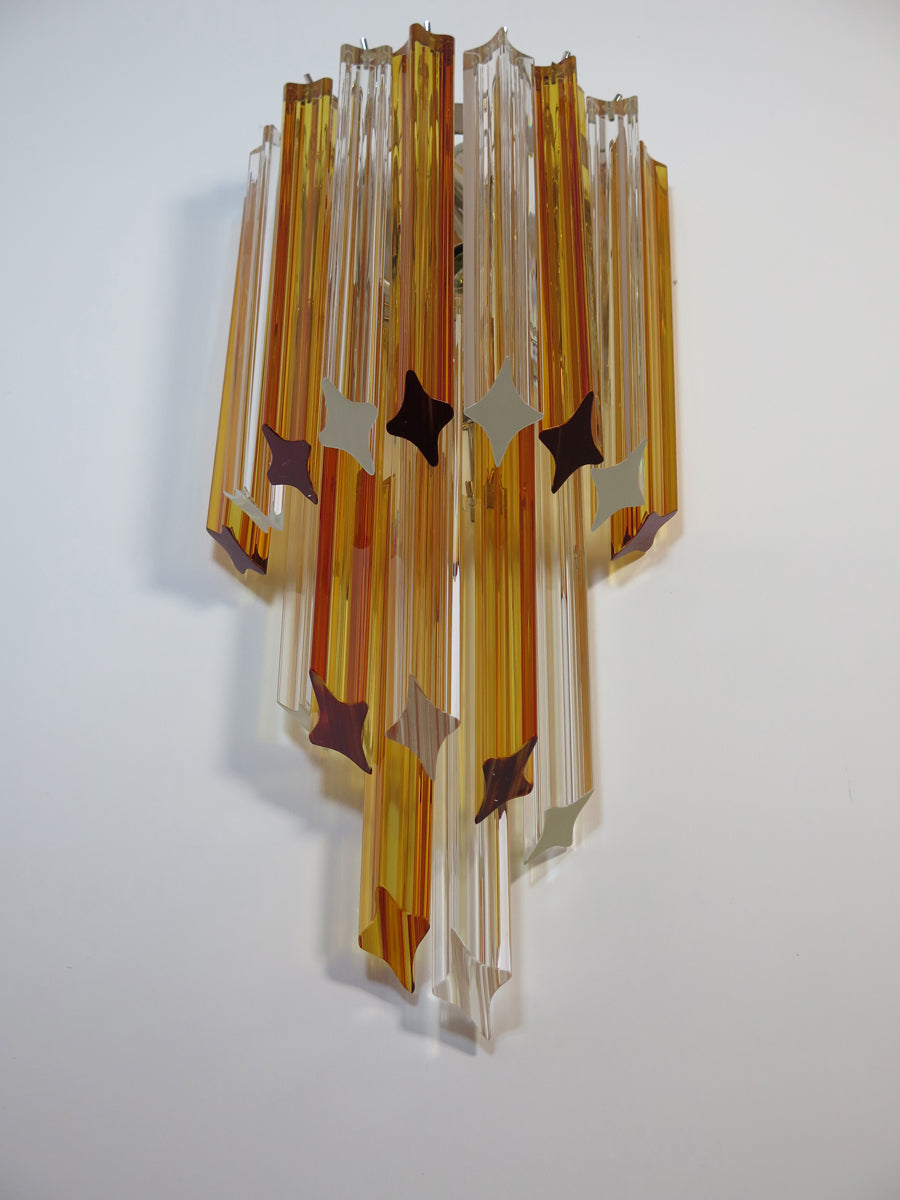 Murano Vegglampe | 32 Klare Gule Prismeglass | 1 par