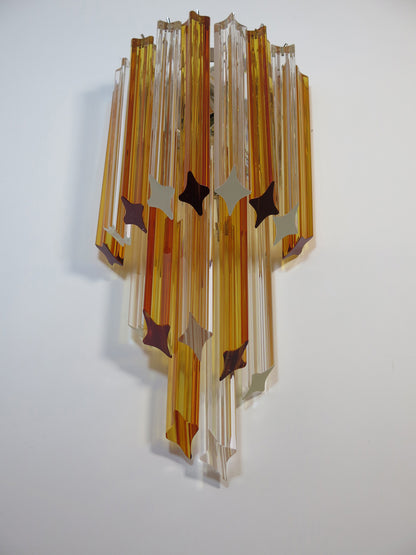 Murano Vegglampe | 32 Klare Gule Prismeglass | 1 par