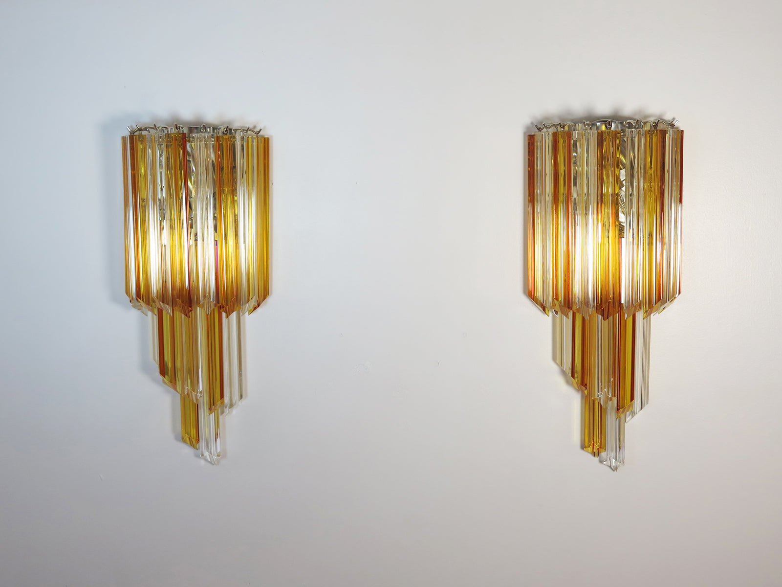 Murano Wall Lamp – 32 Clear Yellow Prism Glass – Set of 2 – Murano Classics