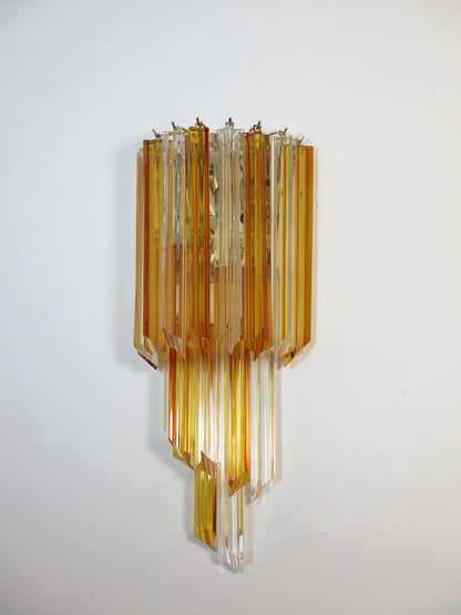 Murano Vegglampe | 32 Klare Gule Prismeglass | 1 par