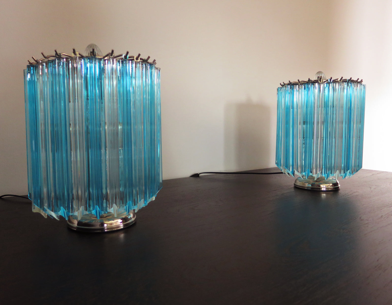 Murano Bordlampe | 24 Klare Blå Prismeglass