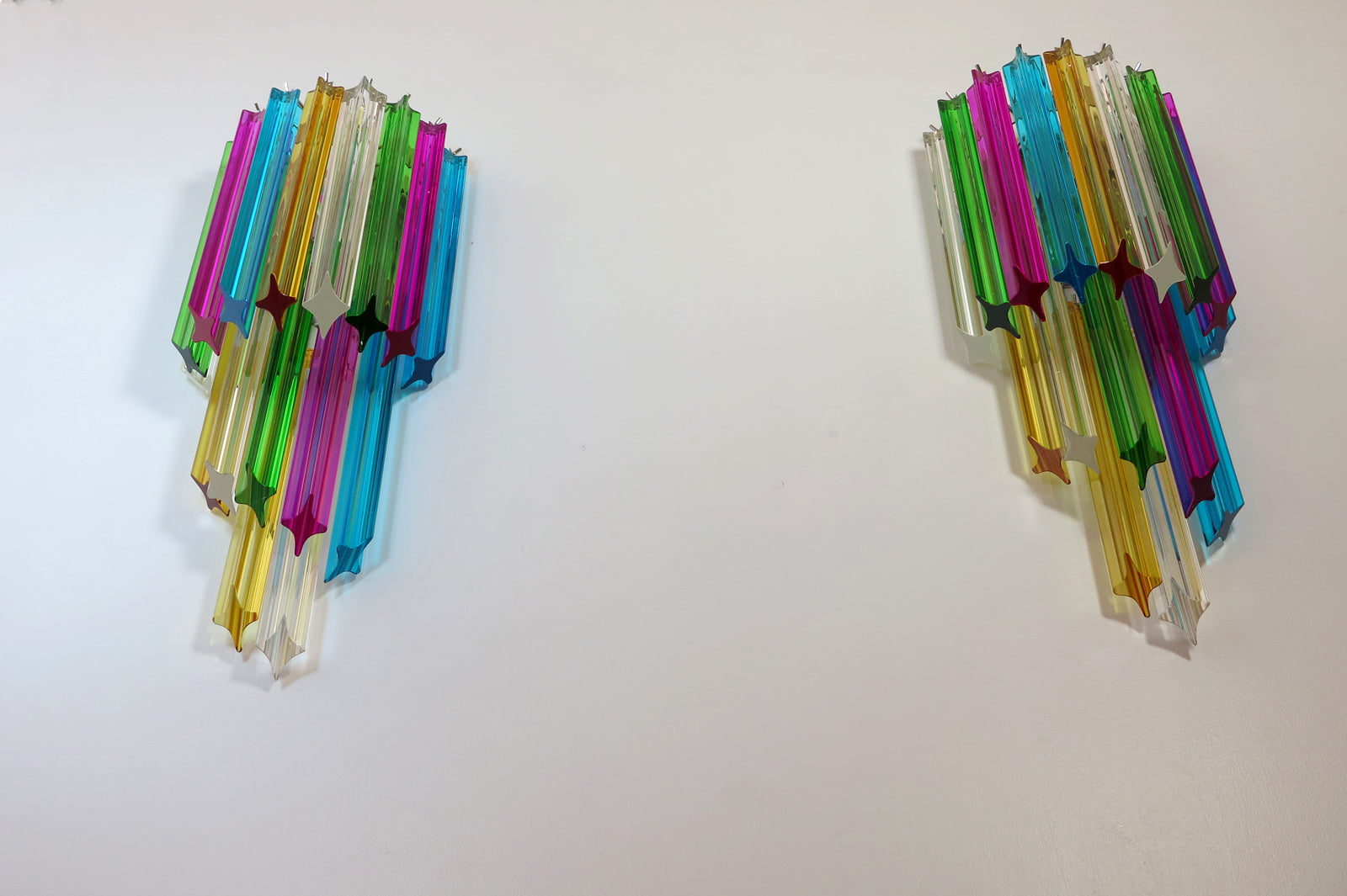 Murano Vegglampe | 32 Multifarge Prismeglass | 1 par