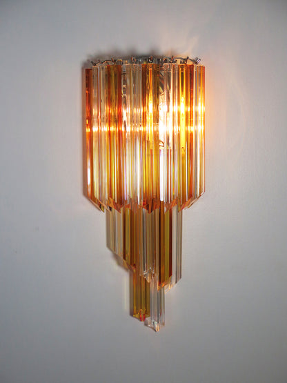 Murano Vegglampe | 32 Klare Gule Prismeglass | 1 par