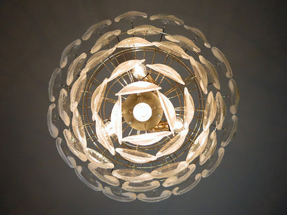 Murano Lysekrone | 50 Hvite Klare Konglebladglass