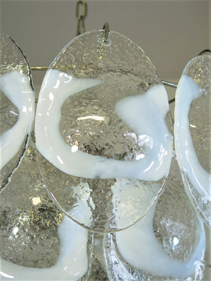 Murano Lysekrone | 50 Hvite Klare Konglebladglass