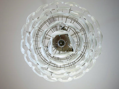 Murano Lysekrone | 50 Hvite Klare Konglebladglass