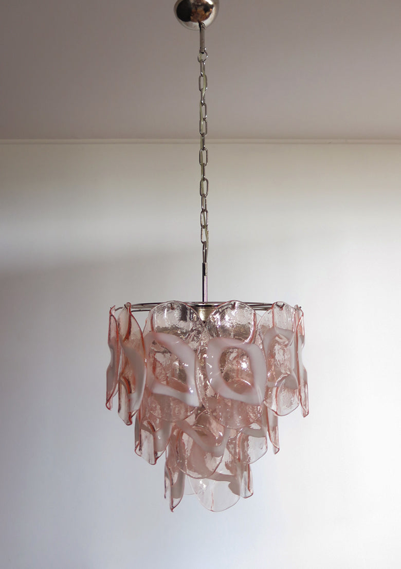 Lampadario Murano – 23 Vetri Crostoli Rosa – Murano Classics