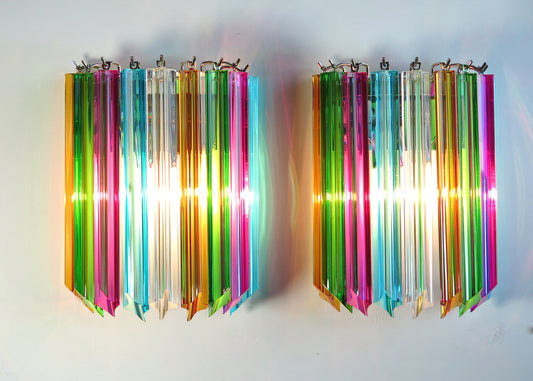 Murano Wandlamp | 9 Multicolored Prism Glas | 2 stuks